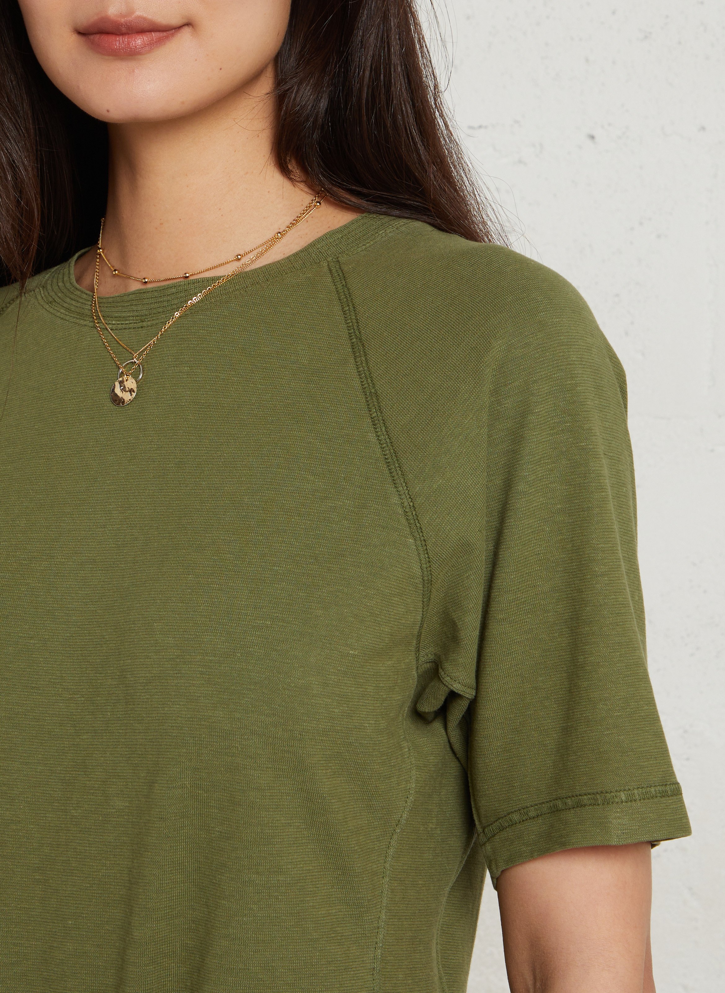 Tee-shirt col rond manches courtes uni MAISON 123 Vert