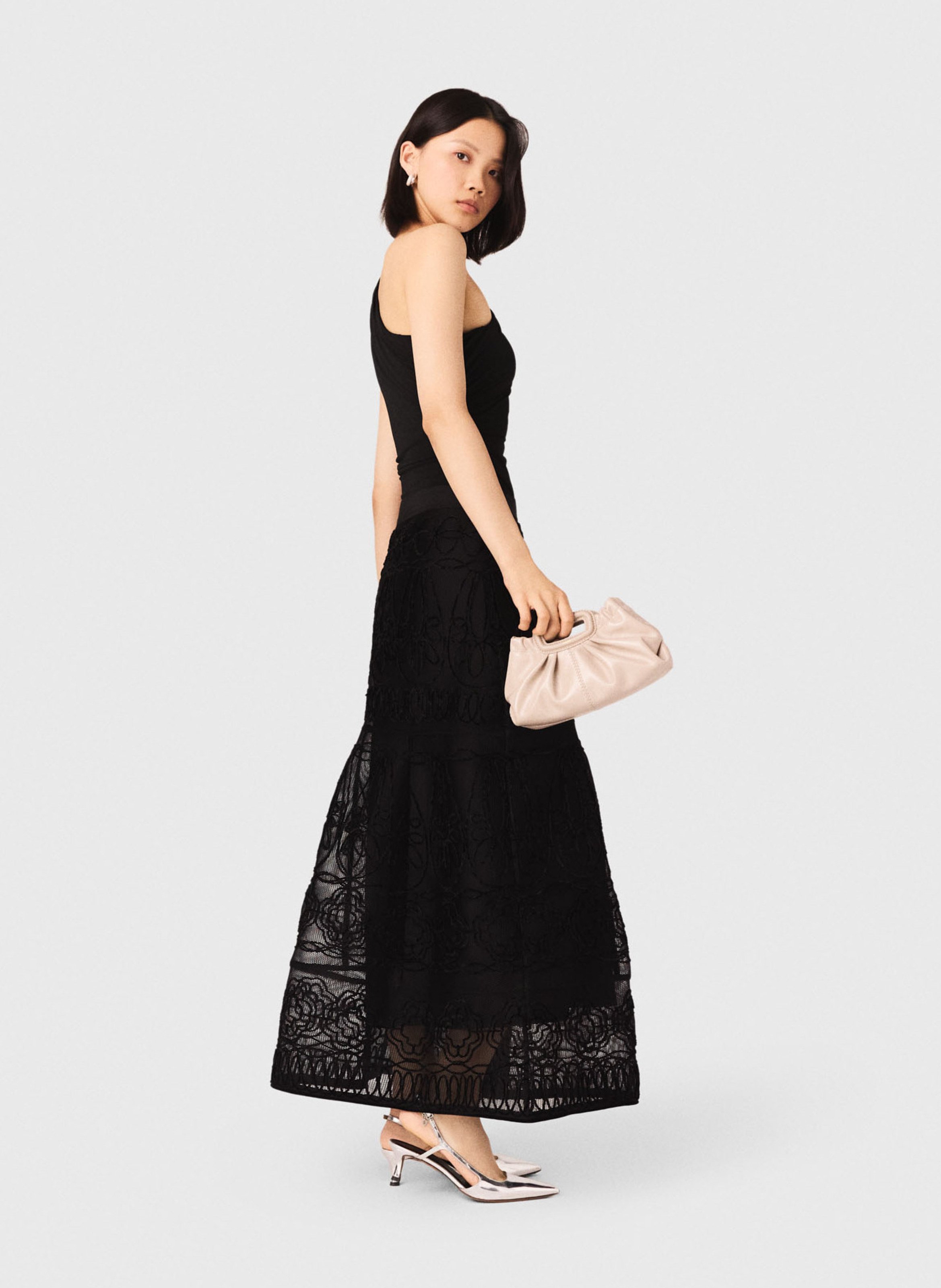 Body drapé asymétrique uni MAJE Noir