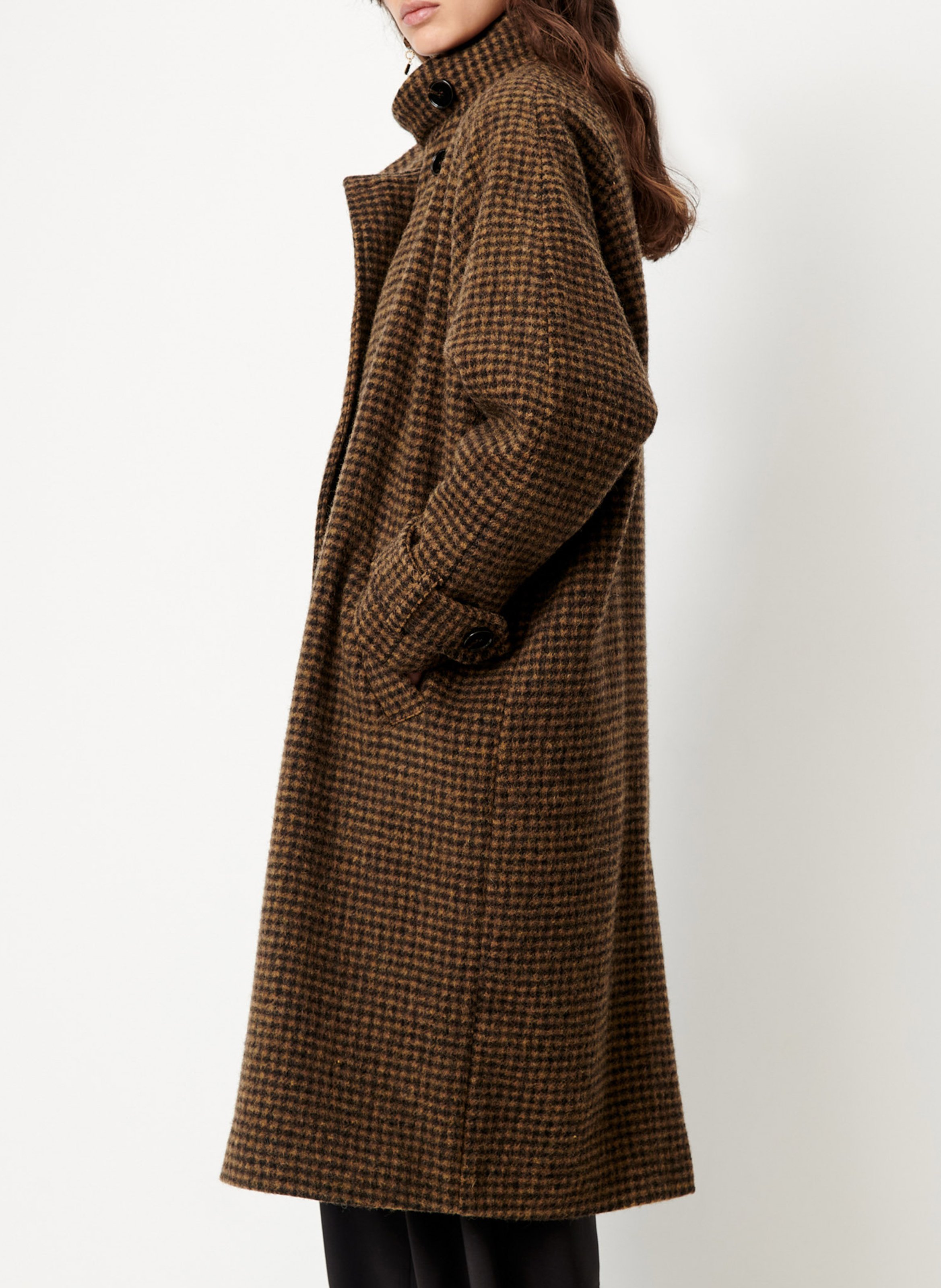 Manteau col montant en laine mélangée SESSUN Marron