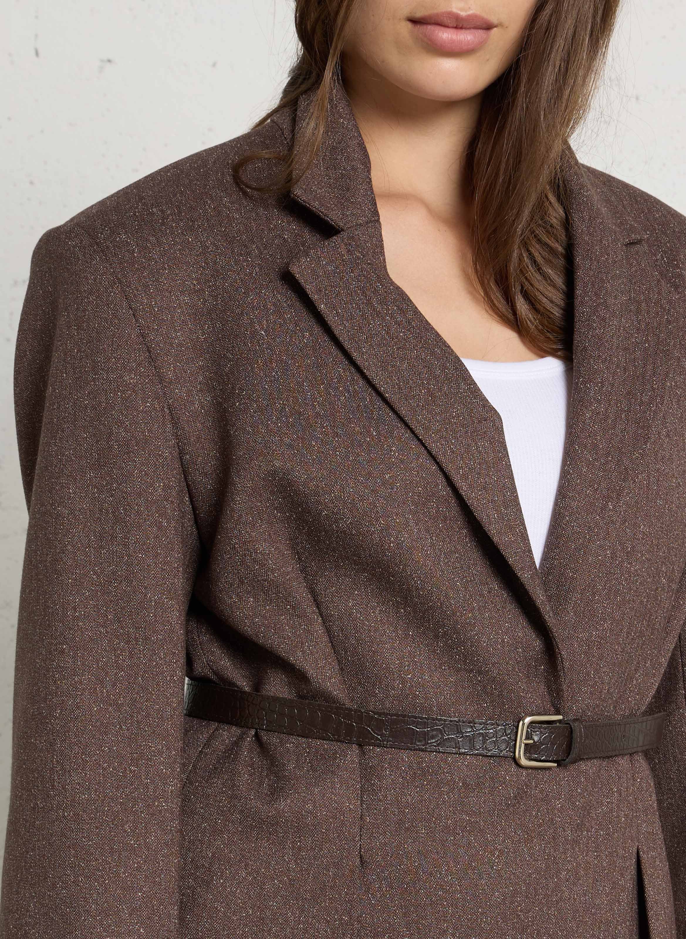 Fitted Solid Blazer IMPERIAL Brown