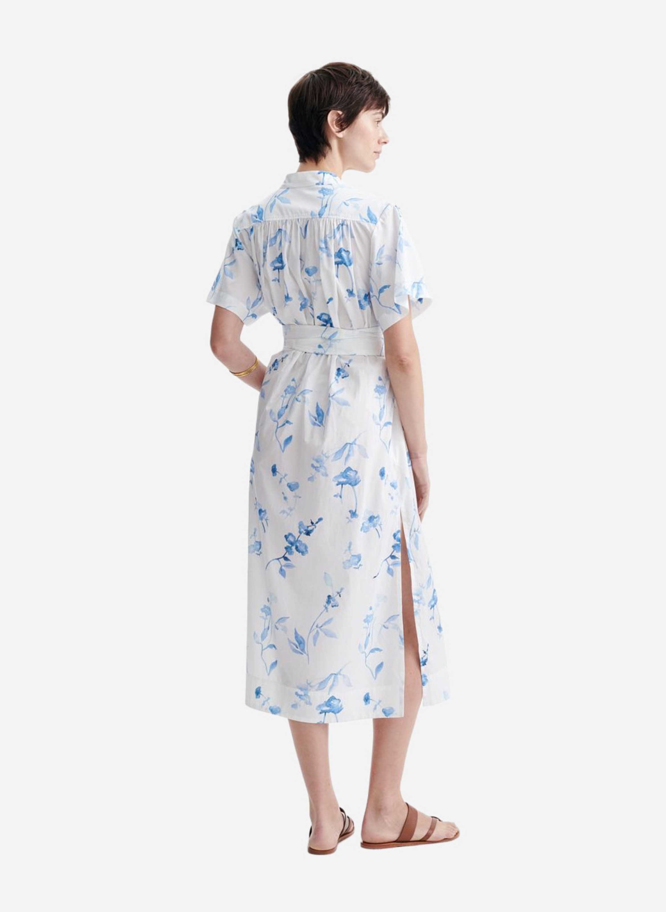 Robe chemise imprimée à ceinture VANESSA BRUNO Blanc