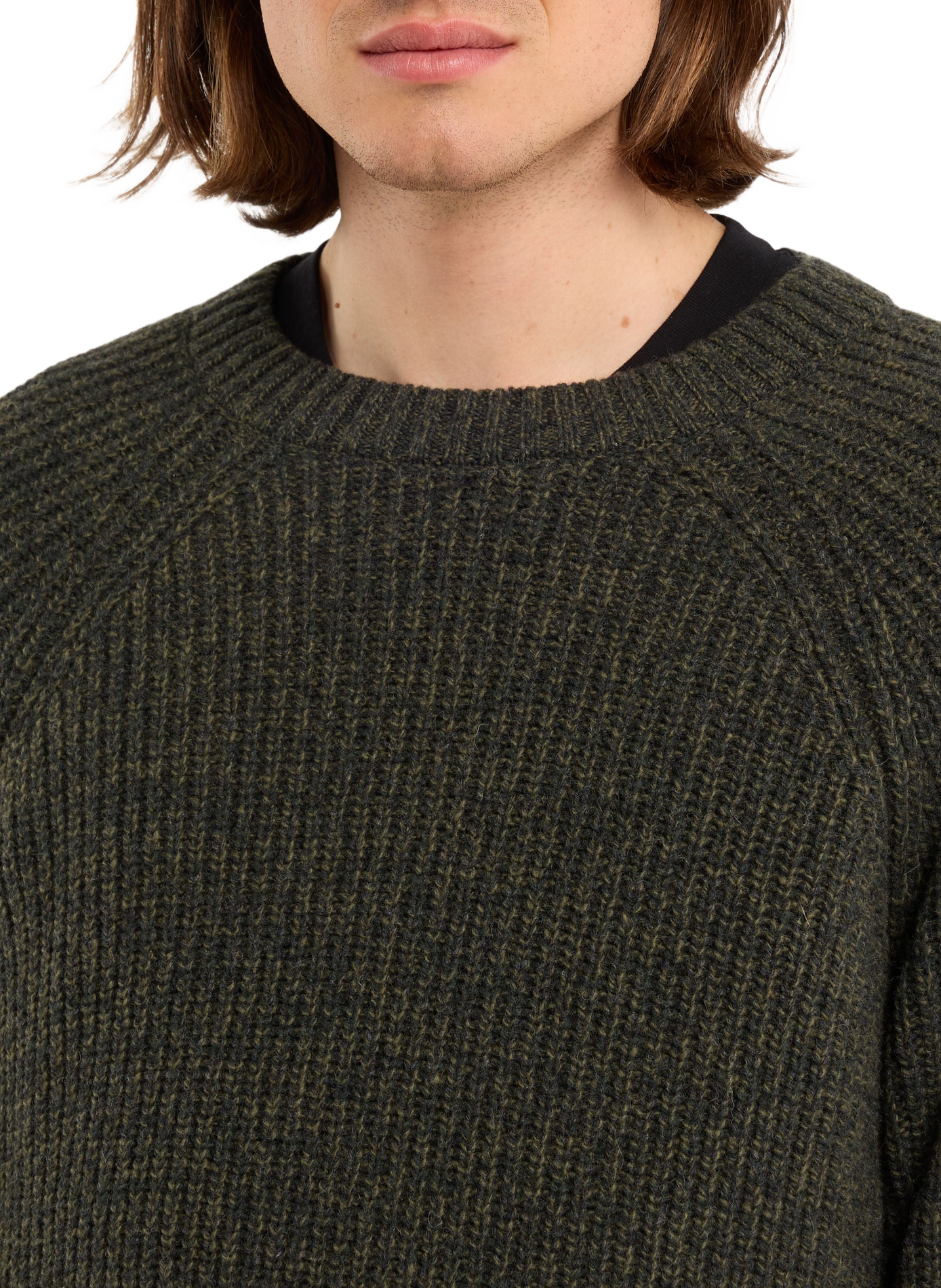 Round neck wool blend boys sweater SAISON 1865 Khaki