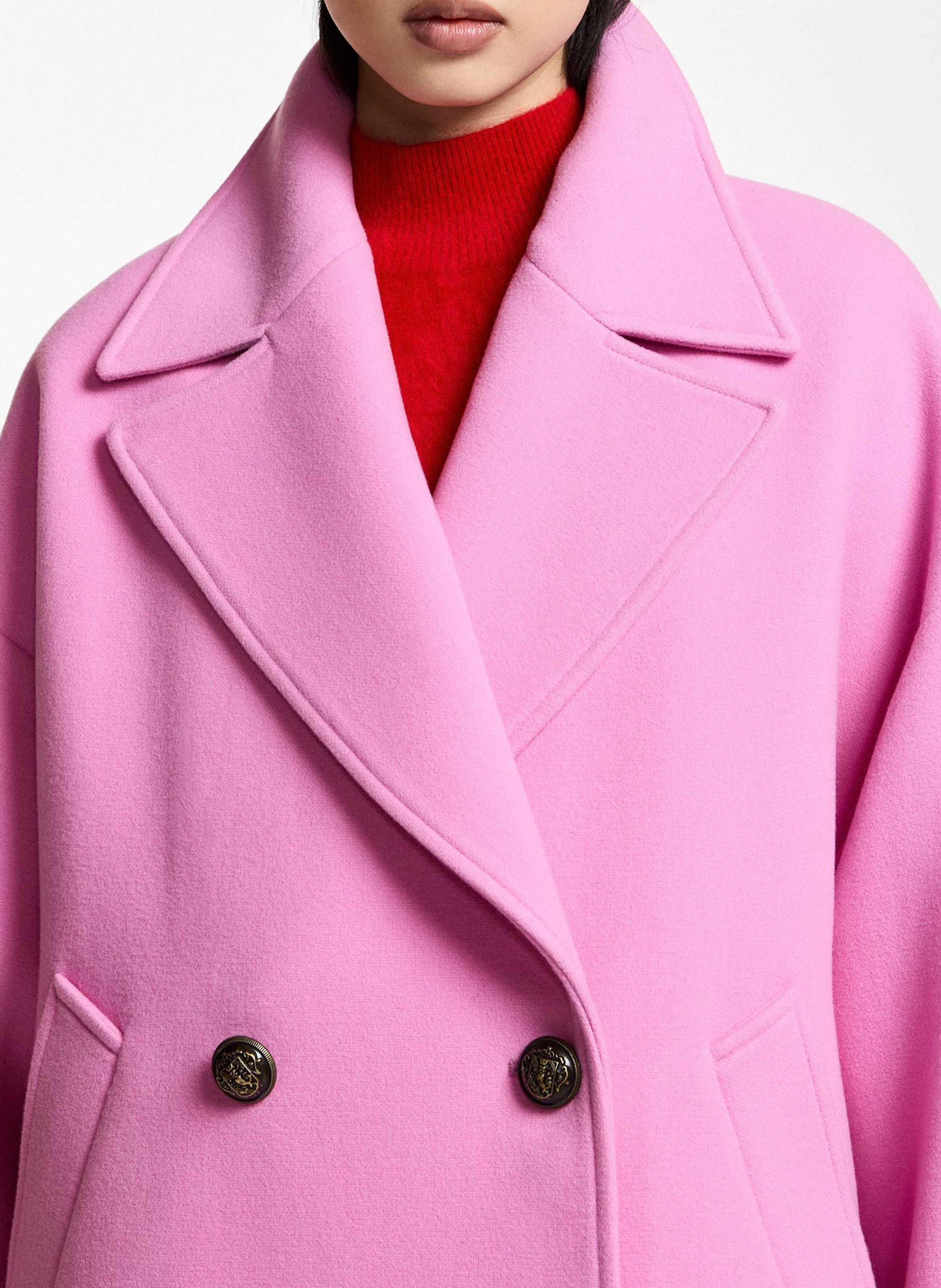 Wool tailored collar coat ESSENTIEL ANTWERP Pink