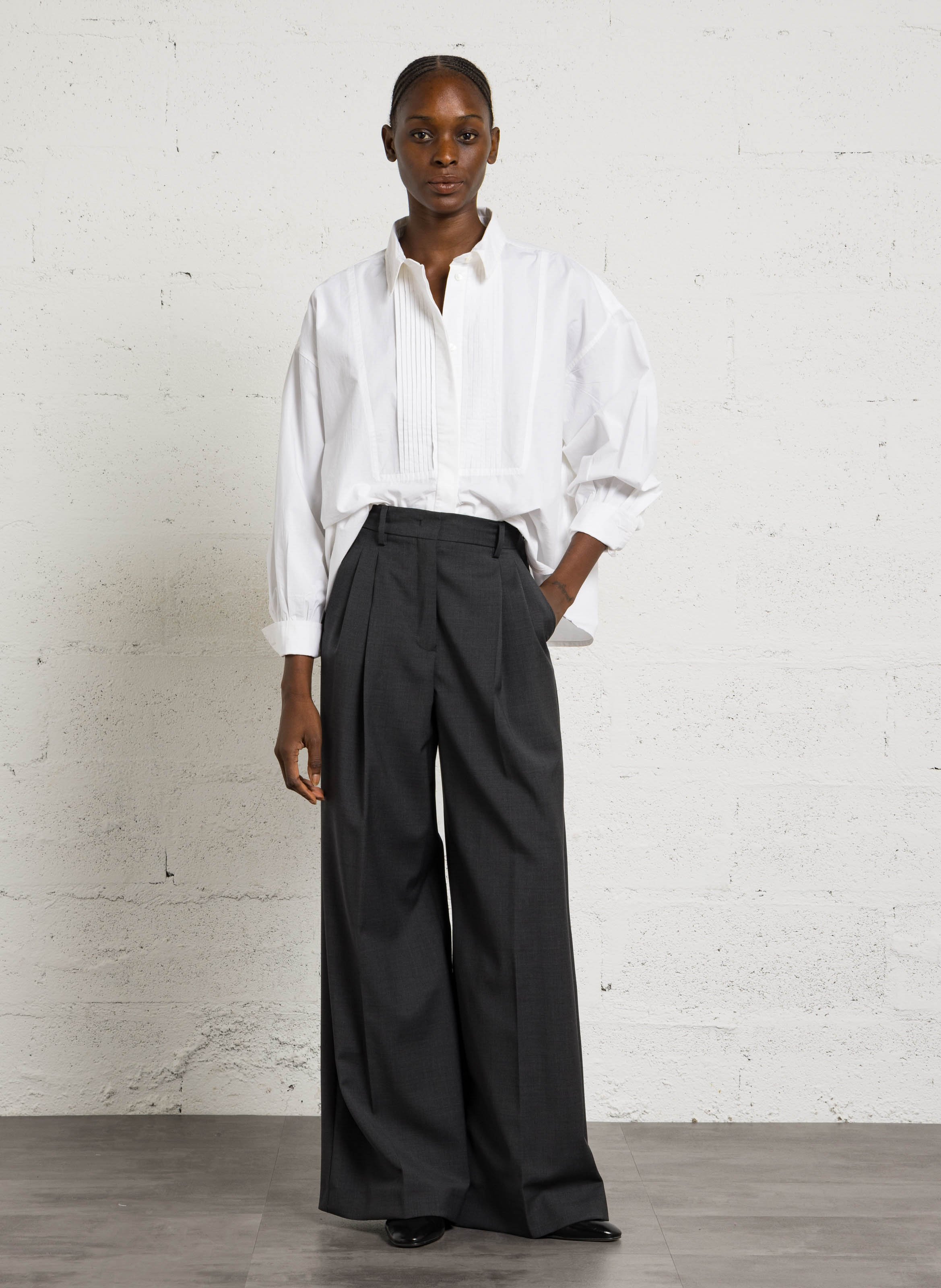 Chemise oversize col classique en coton BELLEROSE Blanc