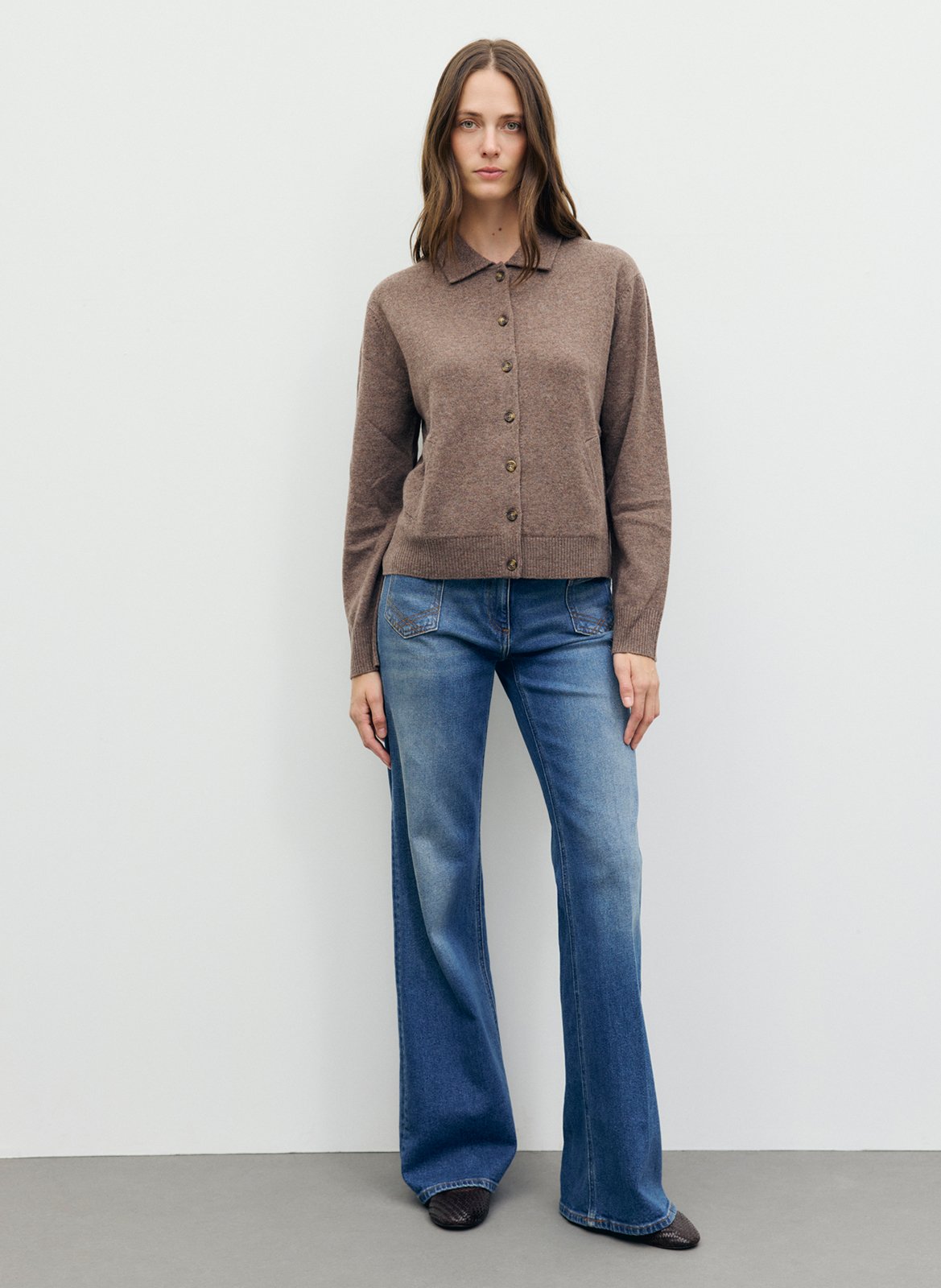 Gilet droit col classique en laine GERARD DAREL Marron