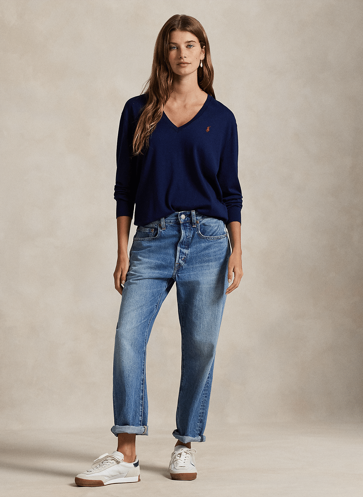 Blauw-witgestreepte trui met V-hals Héritage POLO RALPH LAUREN Blauw