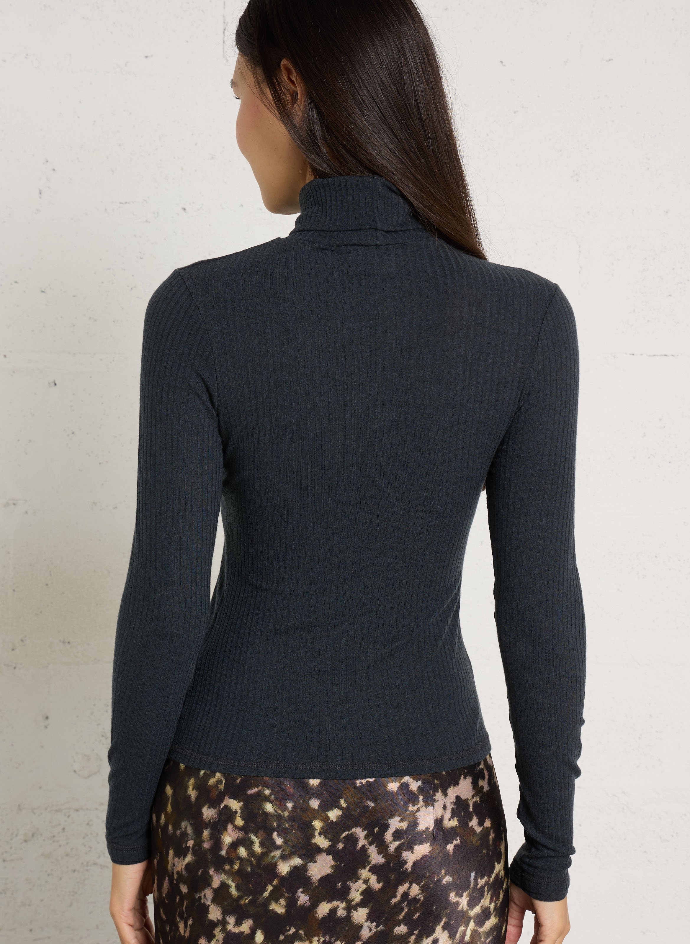 T-shirt moulant col roulé uni BELLEROSE Bleu