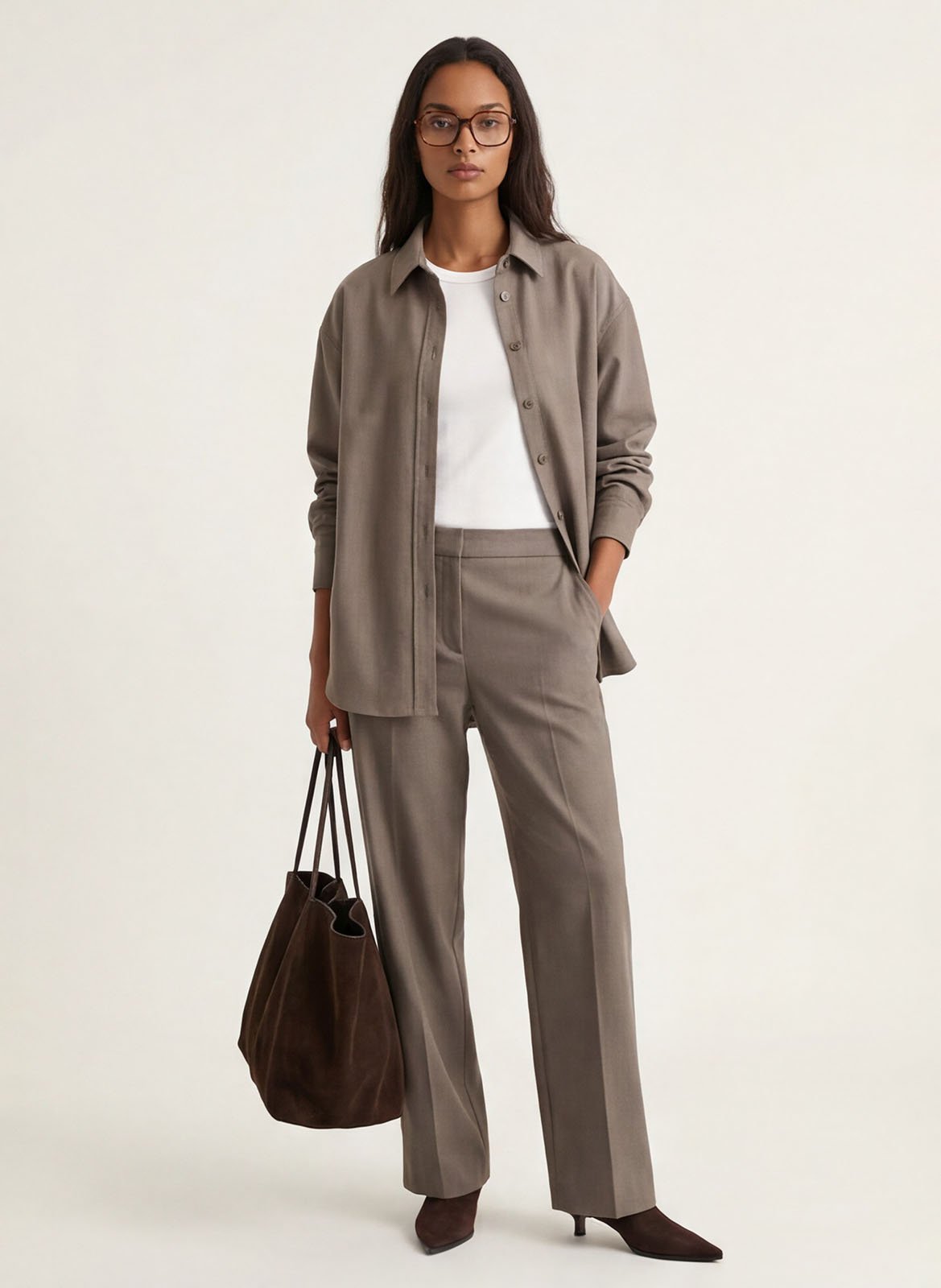 Pantalon droit large uni | Marron KOOKAI Femme