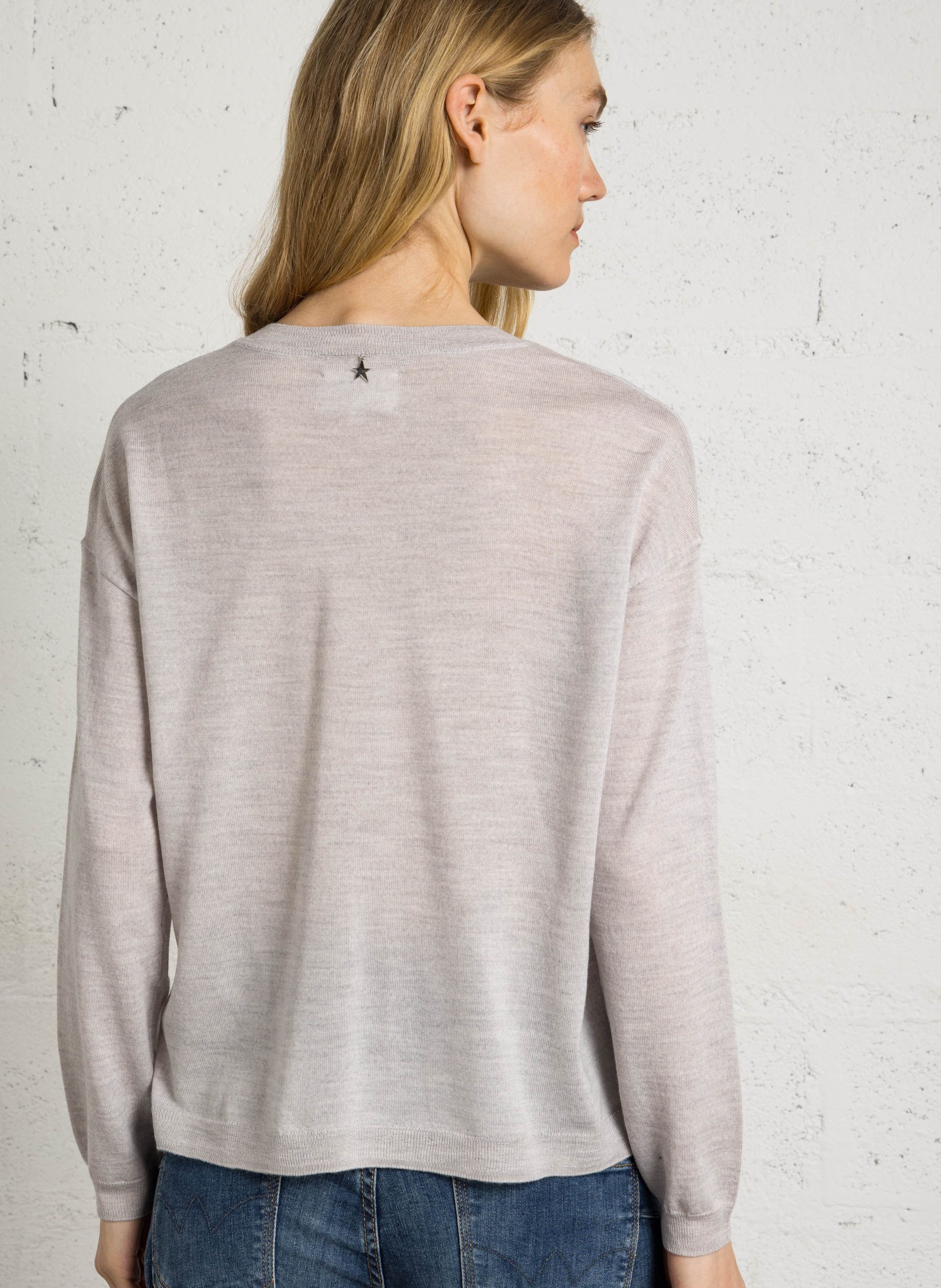 Pull droit à col v en laine SUD EXPRESS Gris