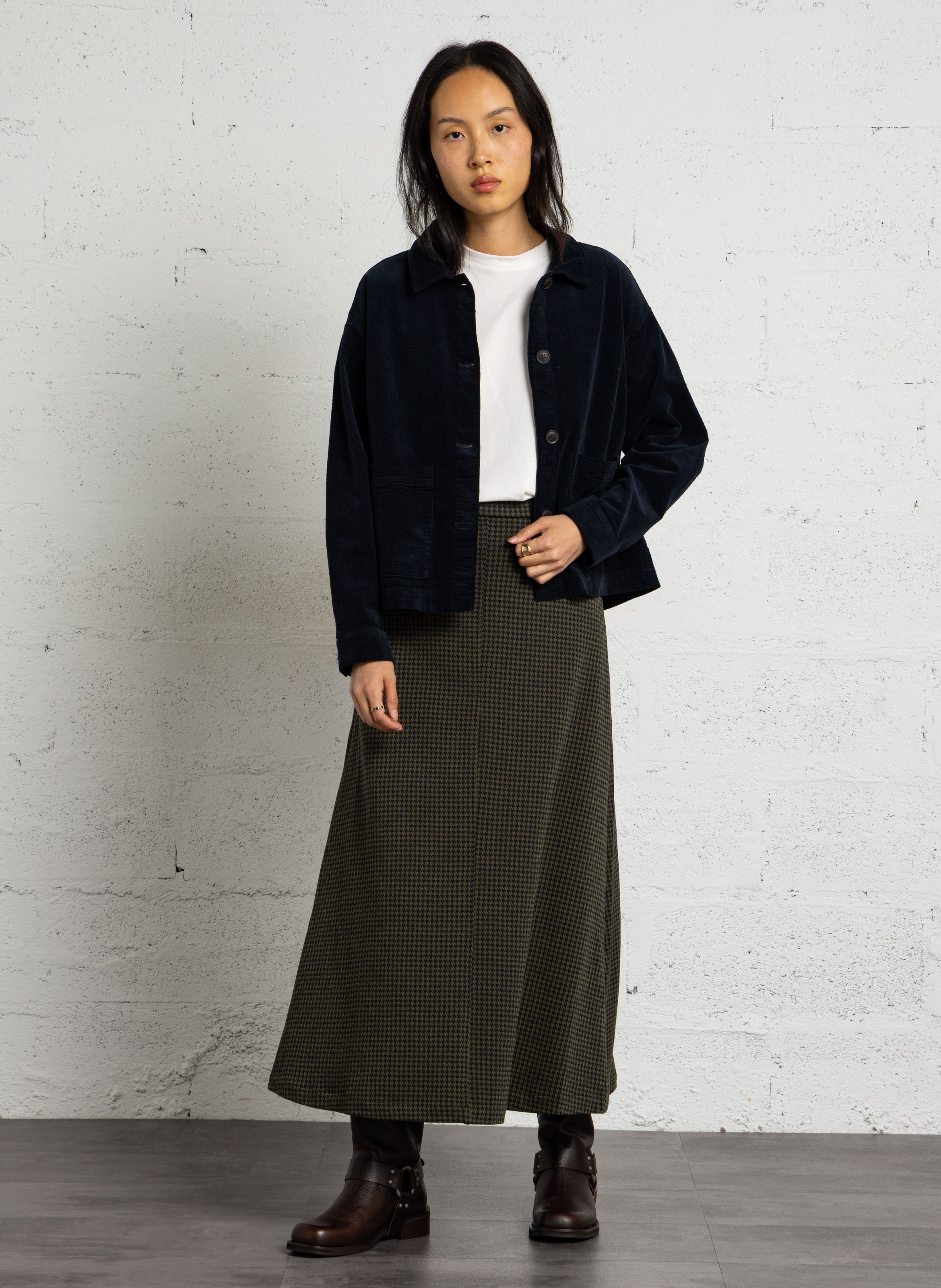 Straight ribbed overshirt in cotton blend NICE THINGS Blue