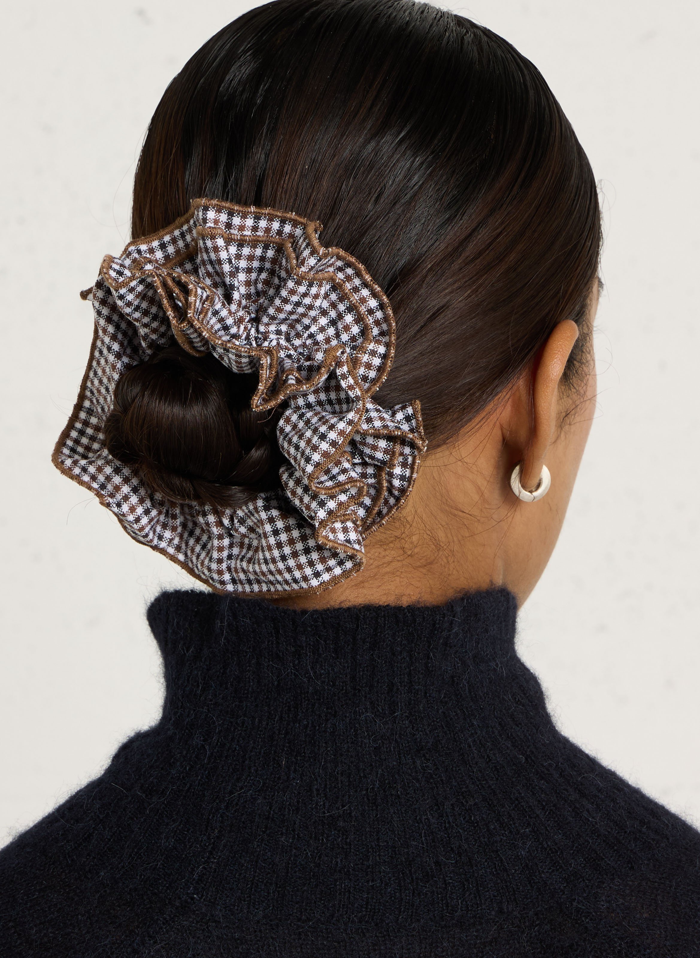 Maxi scrunchie met motief van katoen CHOU AU CARRE Bruin