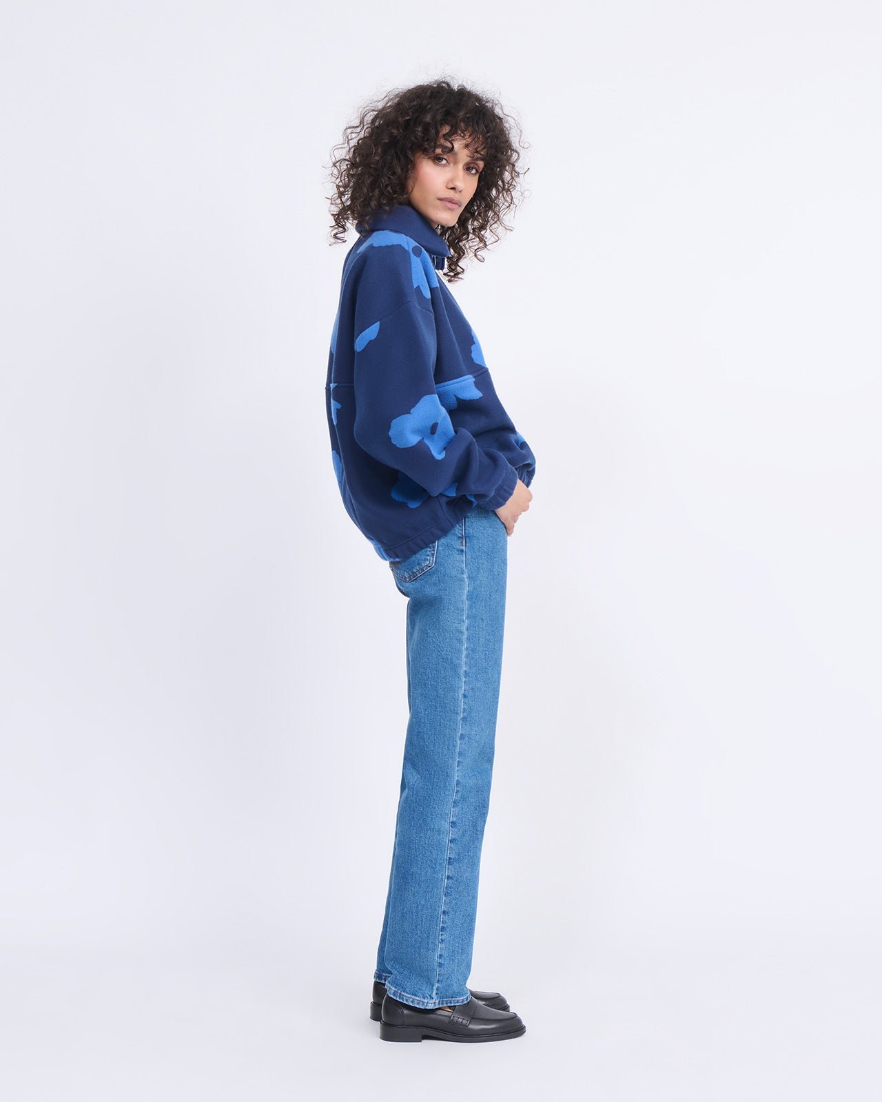 Floral-print recycled fleece sweatshirt EMOI EMOI Blue