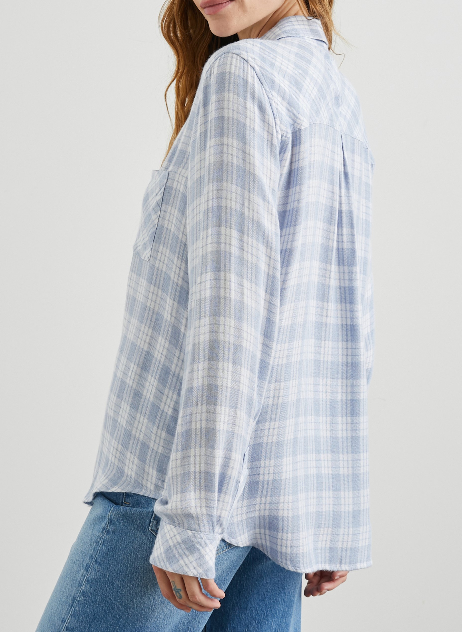 Chemise droite à carreaux RAILS Bleu