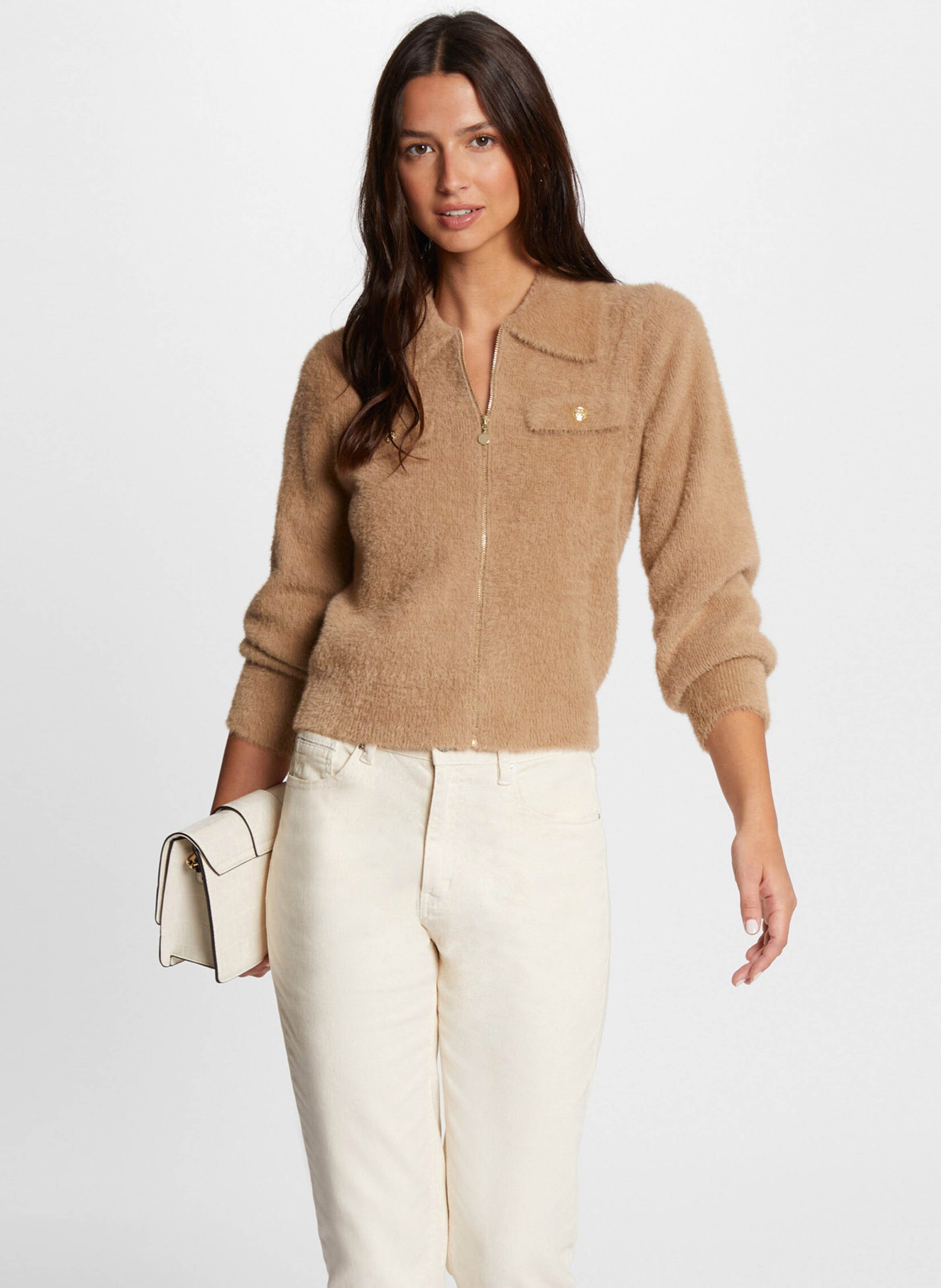 Gilet droit en fourrure synthétique MORGAN Marron