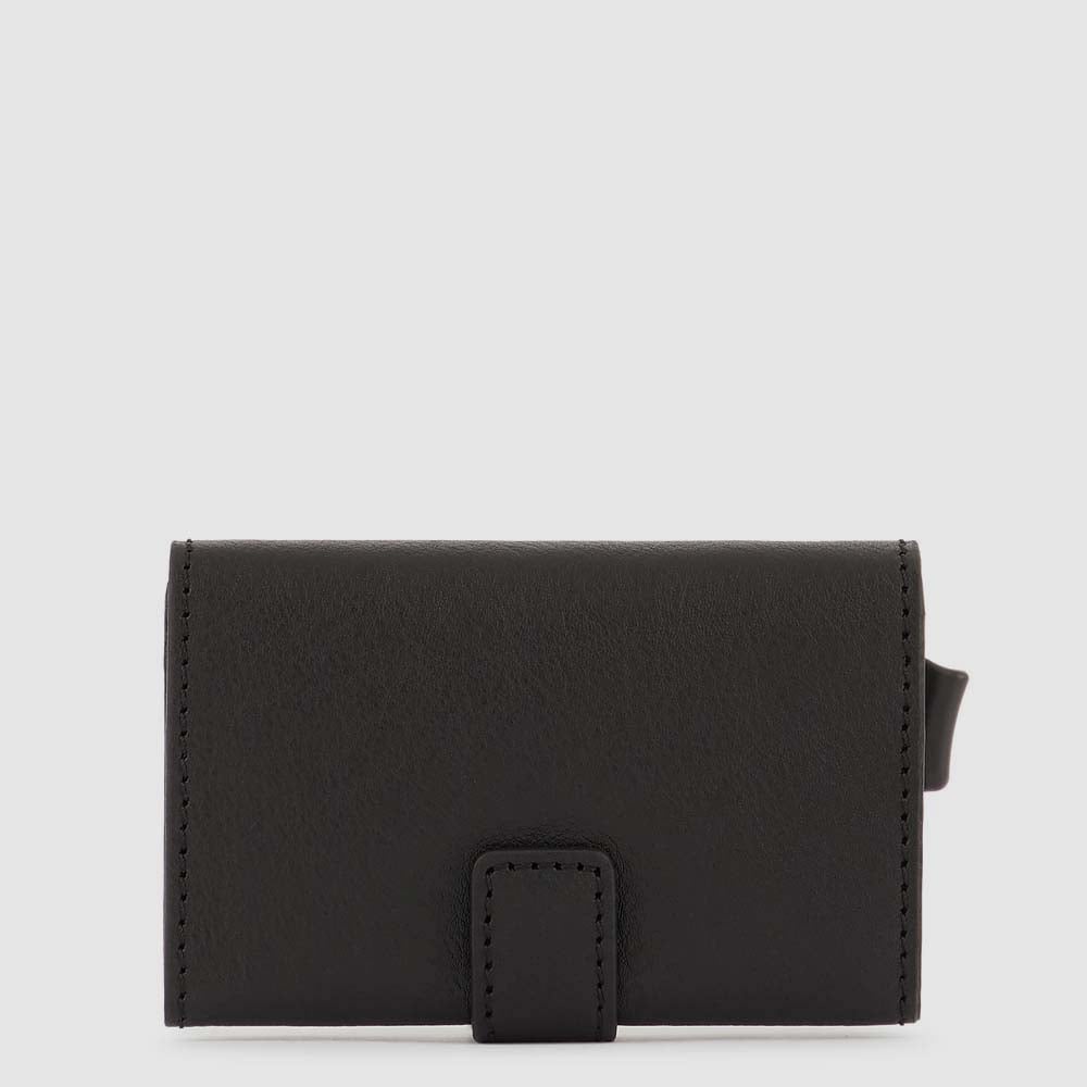 - 100% leather, - 6 cardholder slots, - 1 central compartment, - Size: L10 x H7 cm. PIQUADRO Black