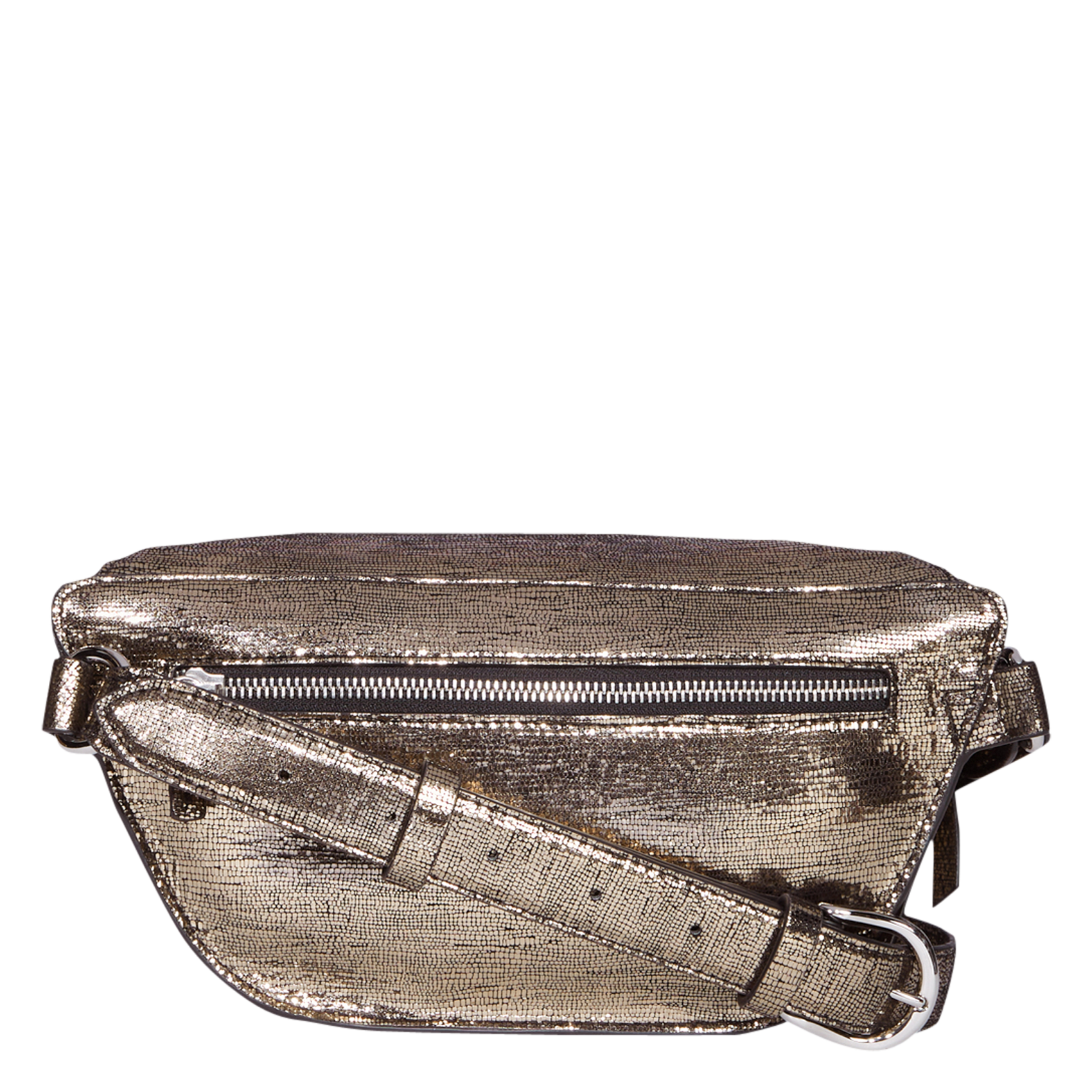 Metallic leather waist bag JEROME DREYFUSS Silver