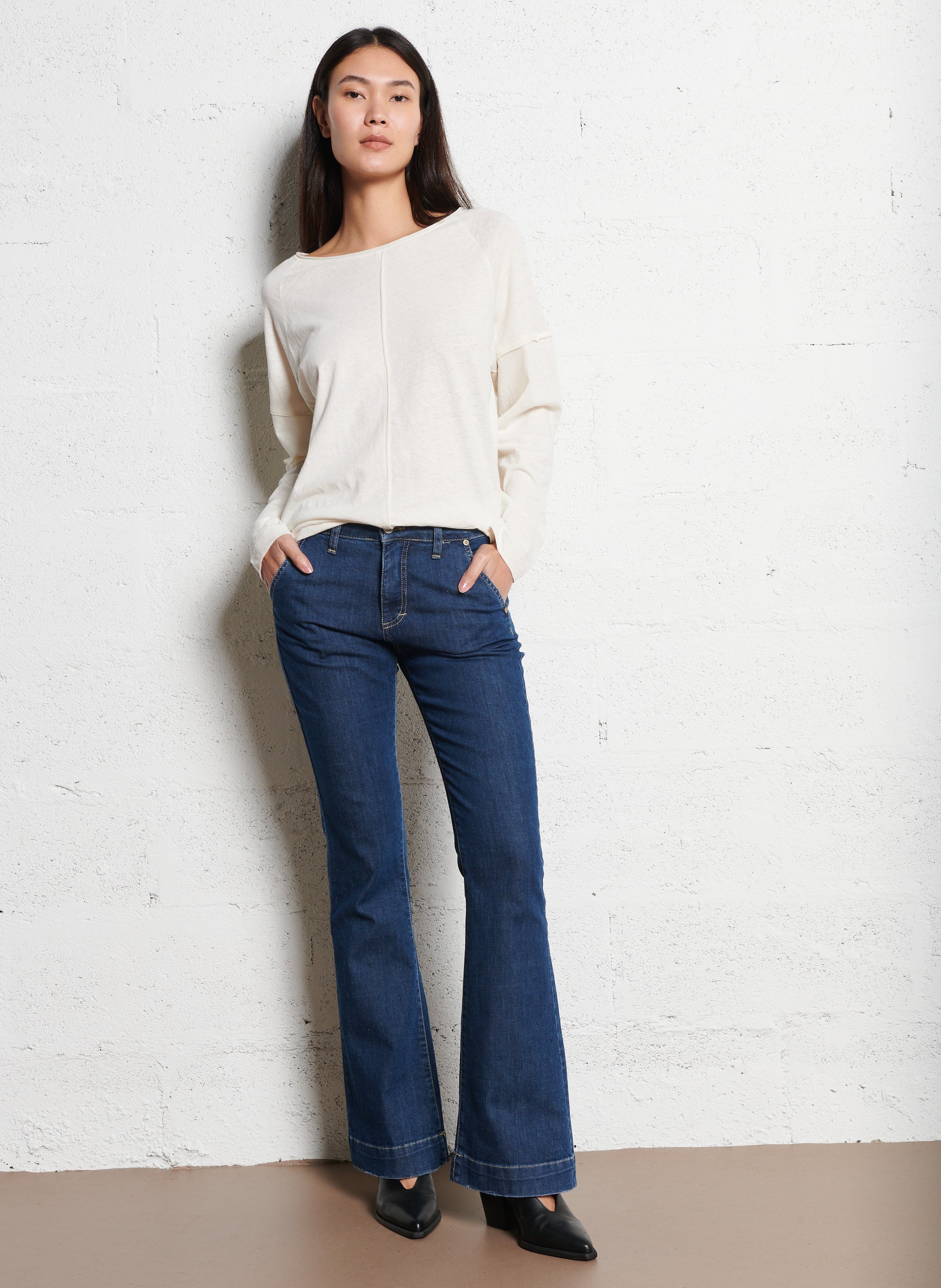 Bootcut cotton jeans PLEASE Blue