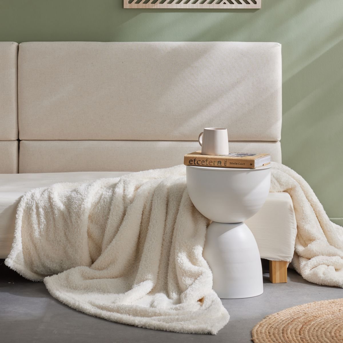 Solid fleece plaid TODAY LINGE DE MAISON White