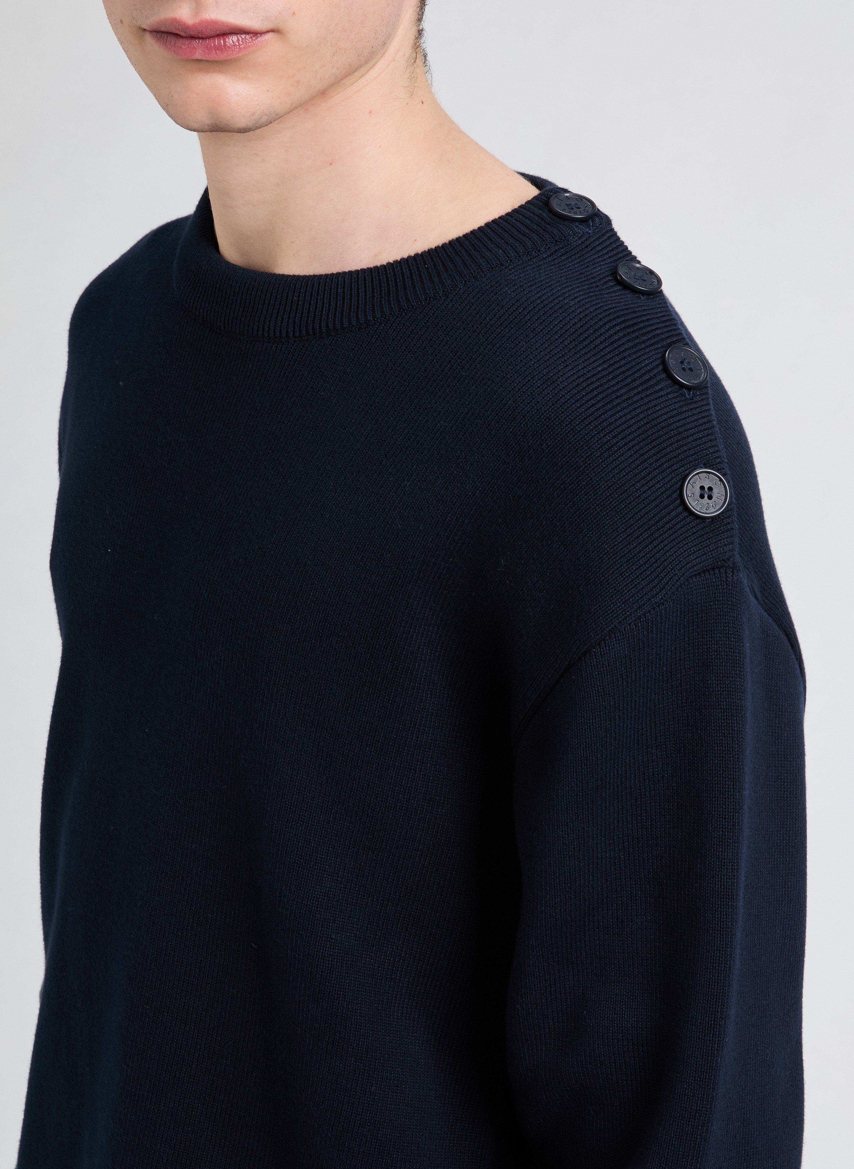 Pull col rond en coton  SAISON 1865 Bleu