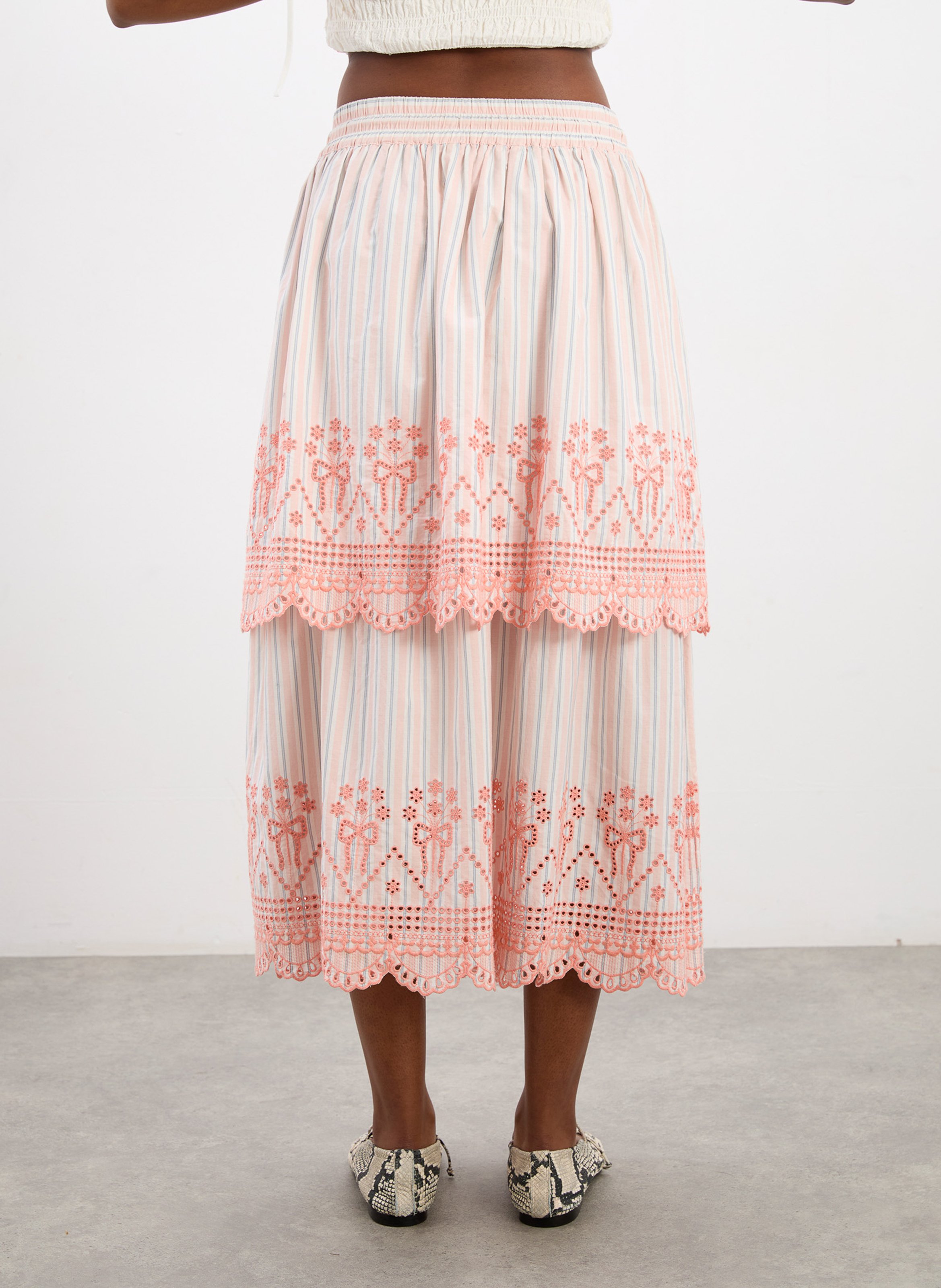 Midi-Rock mit gestreiften Stickereien DAMSON MADDER Orange