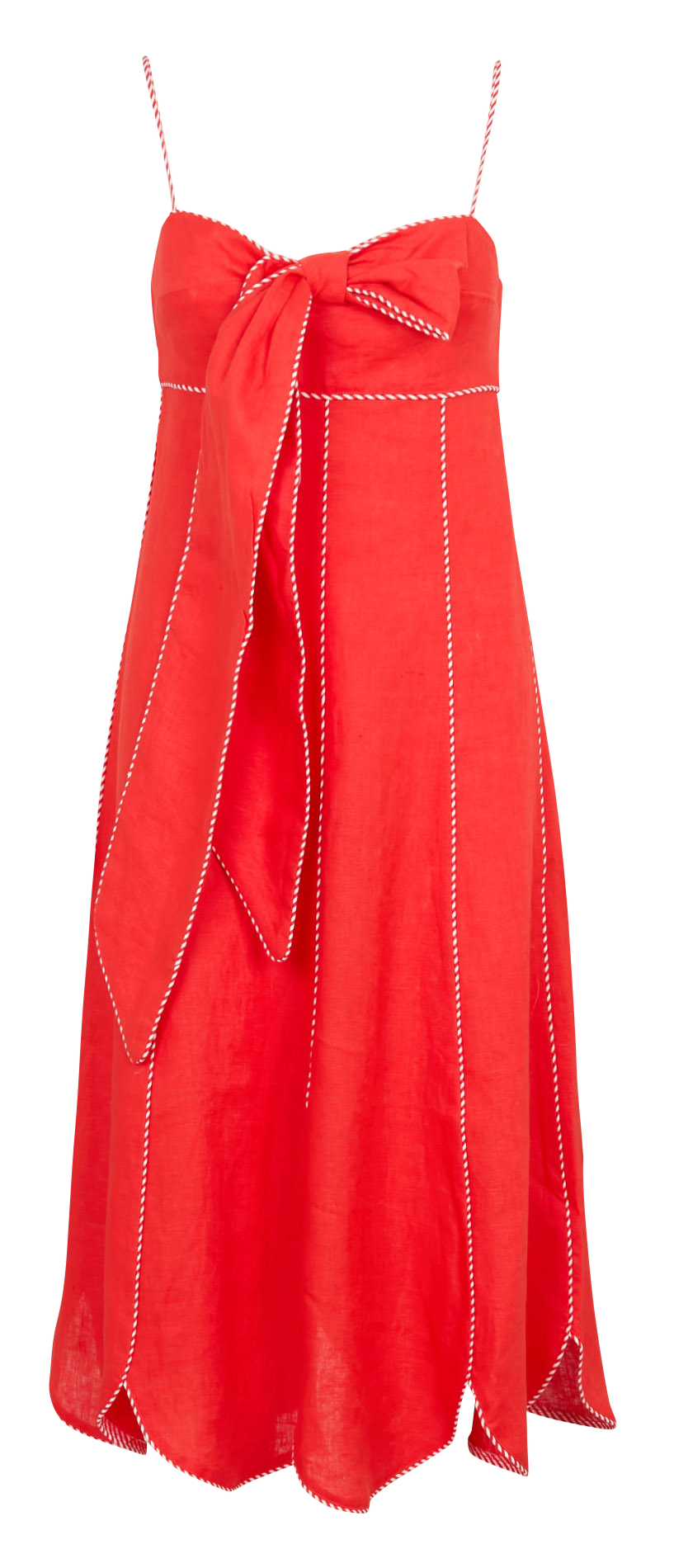 Robe midi col carré en lin FARM RIO Rouge