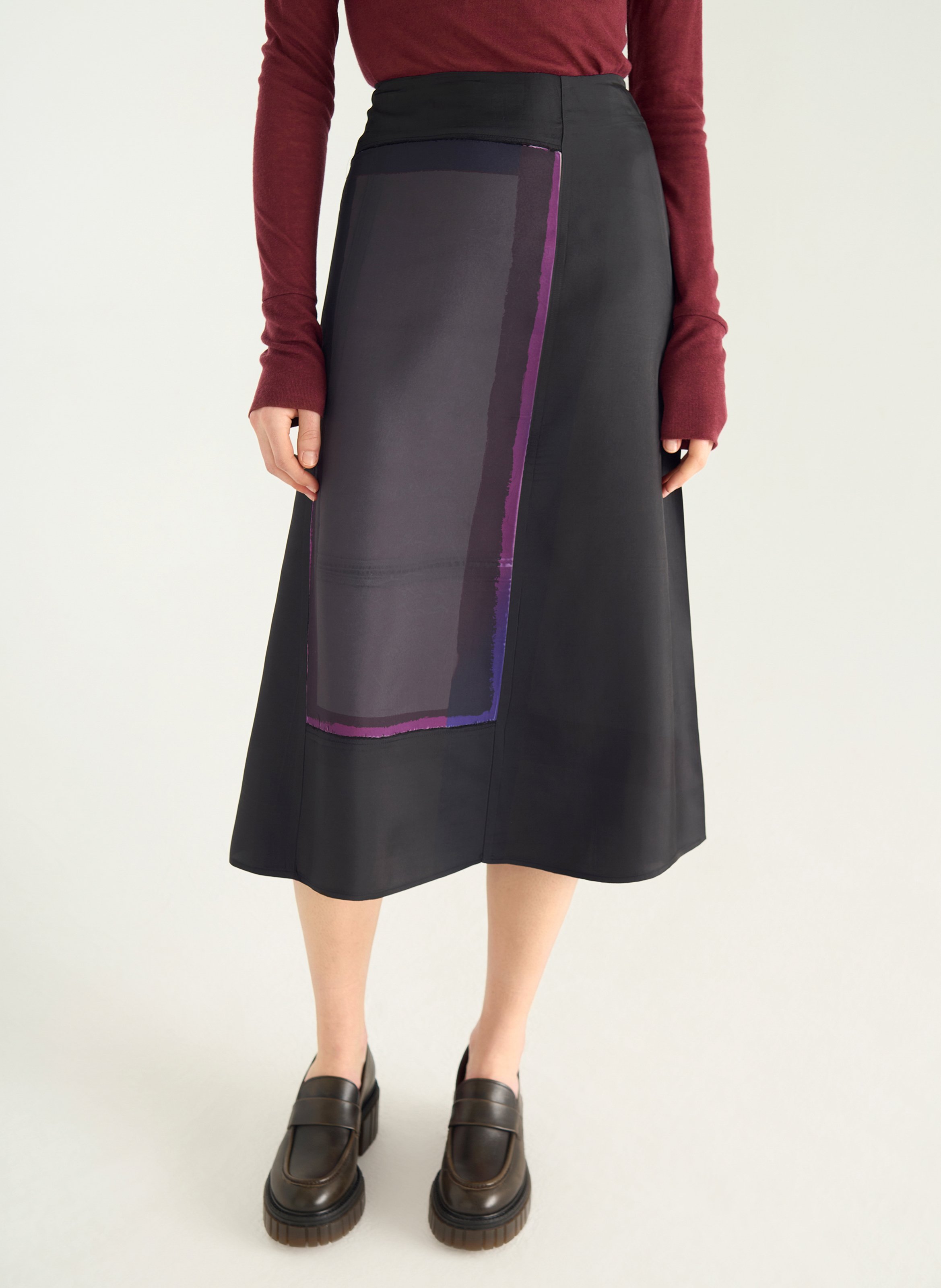 Jupe longue imprimée COTELAC Noir