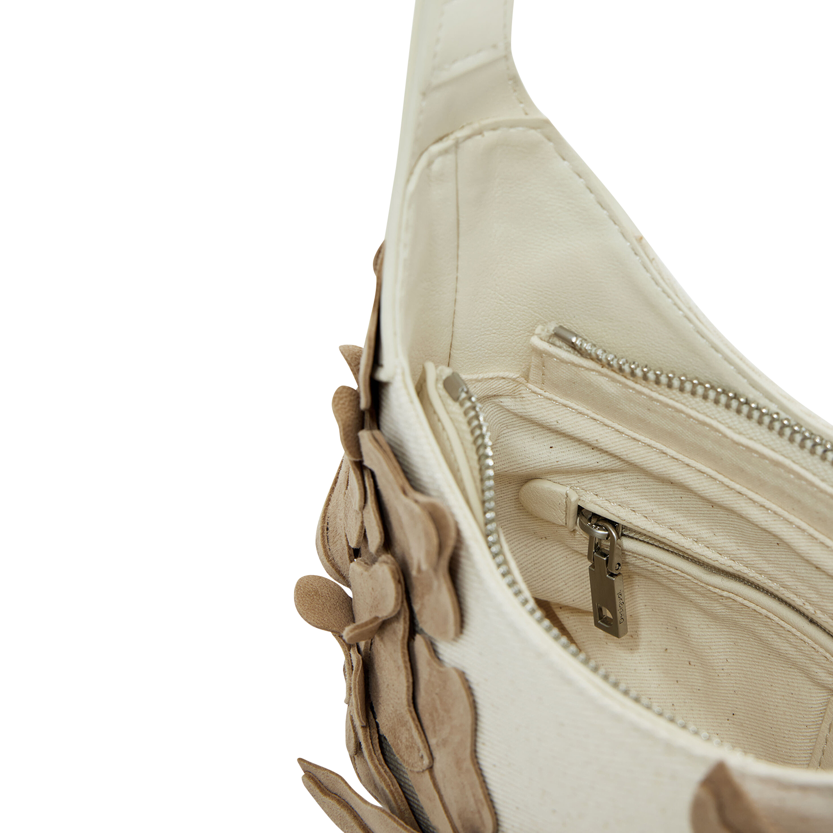 Schultertasche mit Blumenmuster aus gemischtem Leder DESIGUAL Weiss