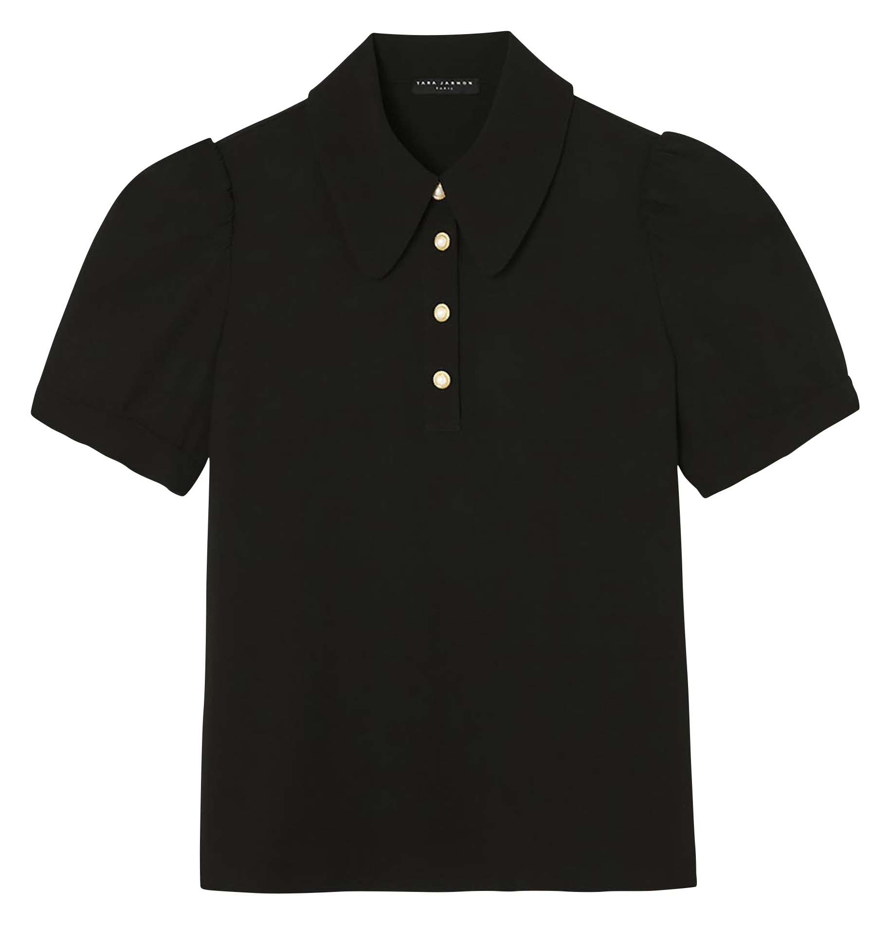 Short-sleeved polo with jewel buttons TARA JARMON Black