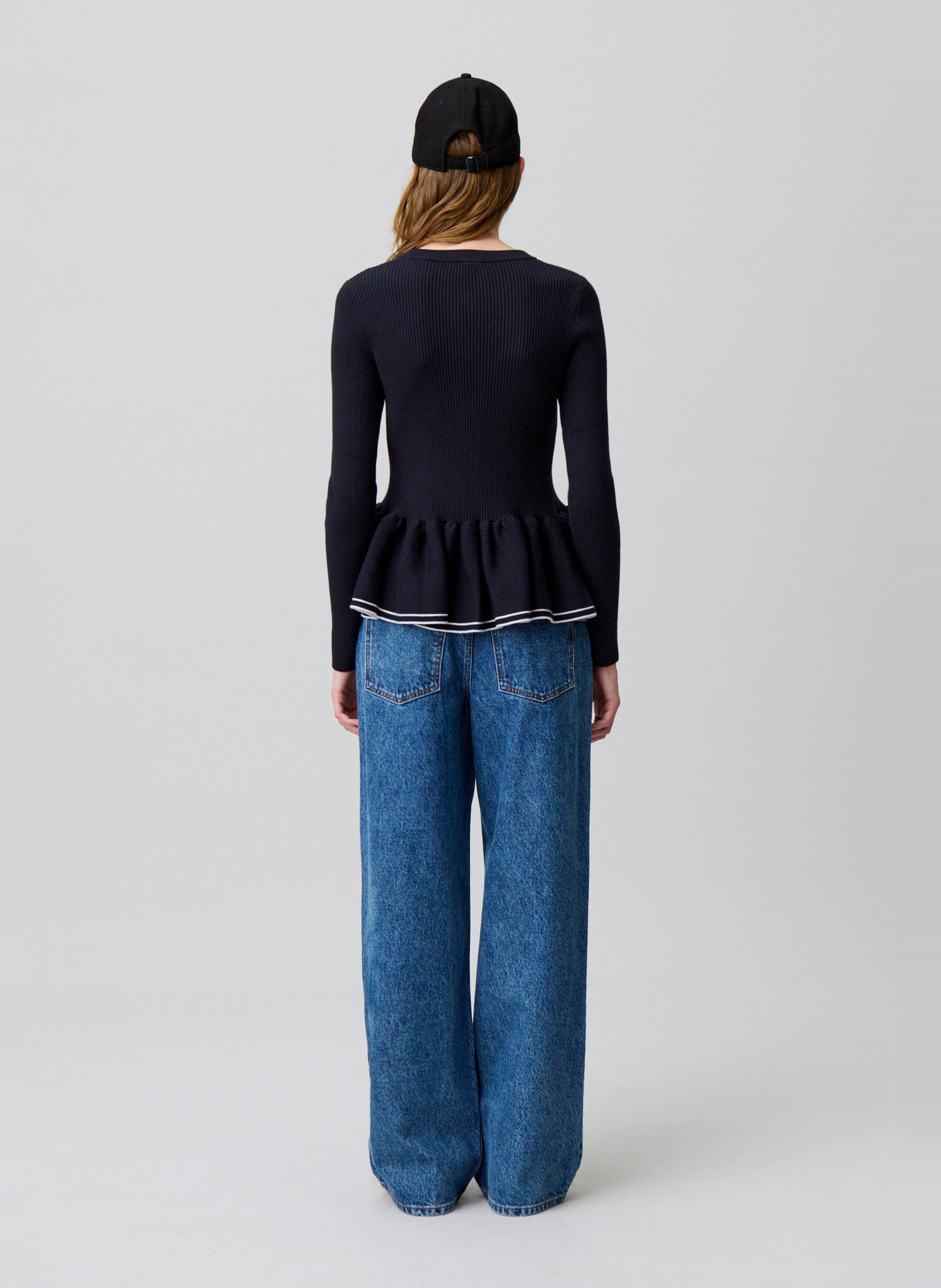 Cardigan côtelé moulant col rond CLAUDIE PIERLOT Bleu