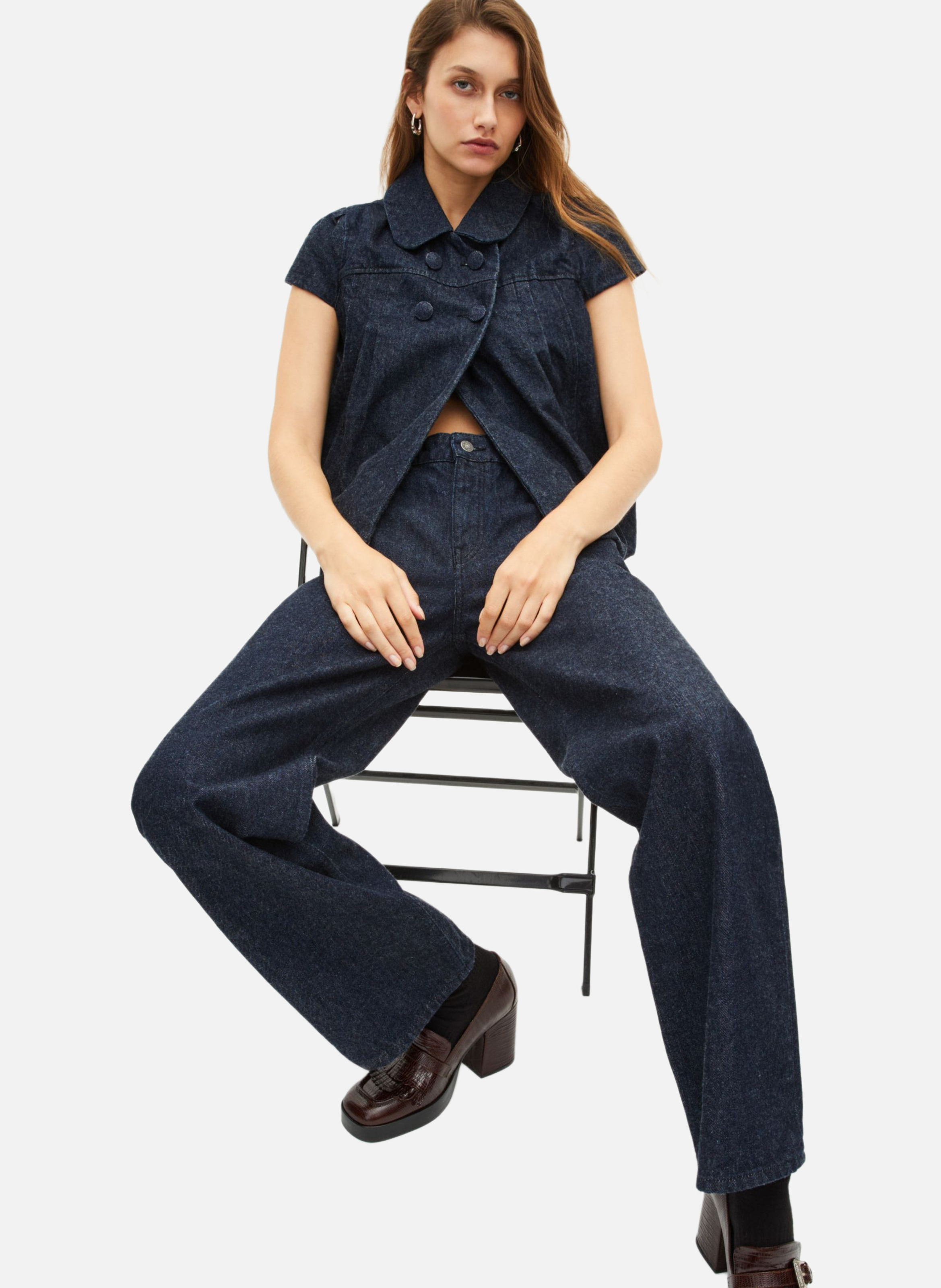 Short-sleeved dark denim jacket THE KOOPLES Blue