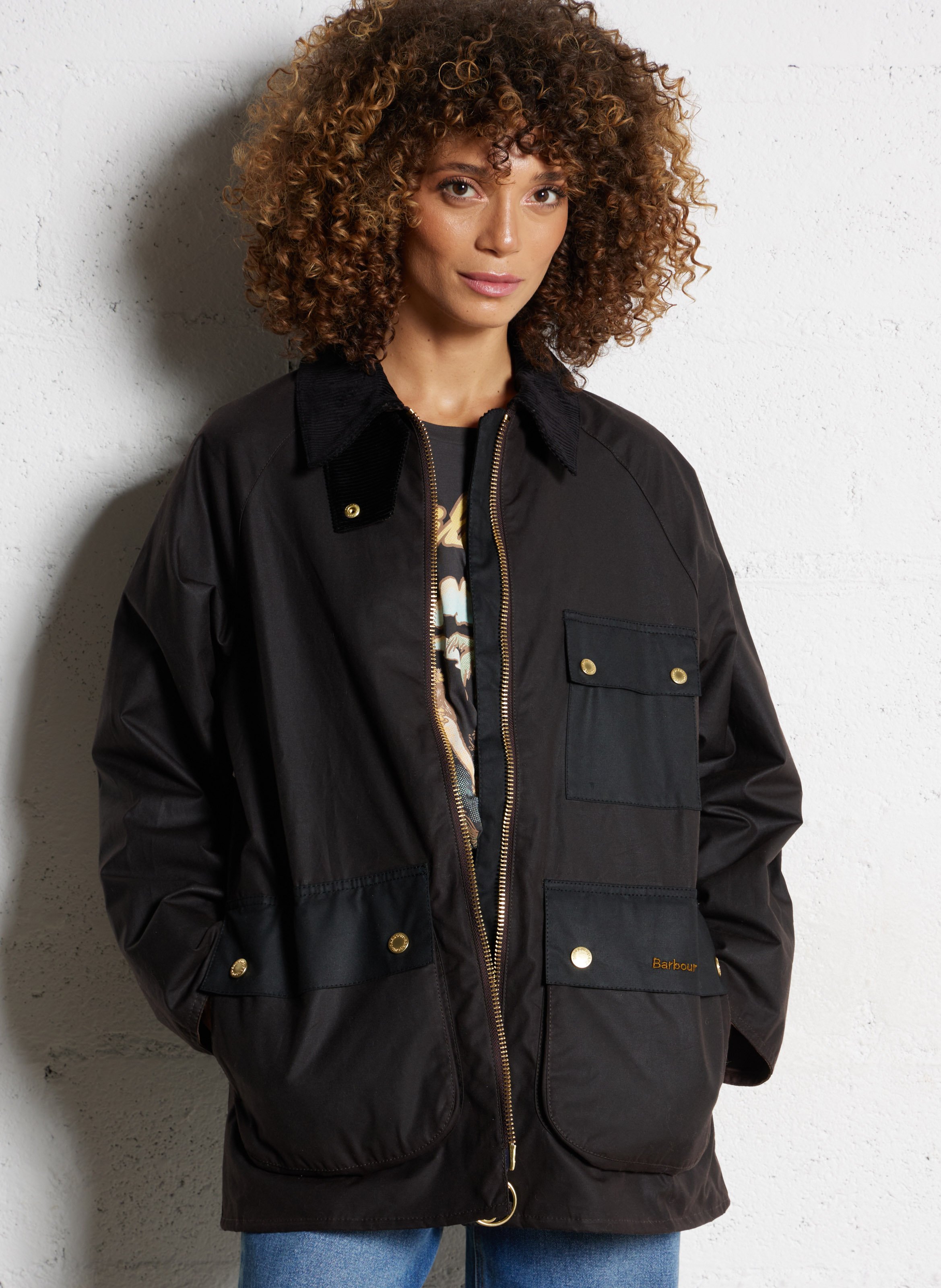 Veste droite en coton BARBOUR Marron