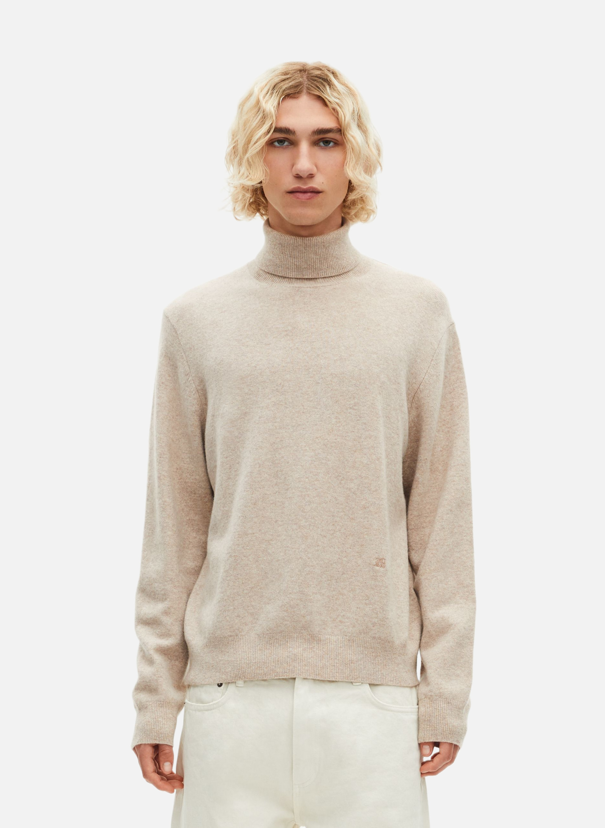 Cashmere polo neck sweater  Beige