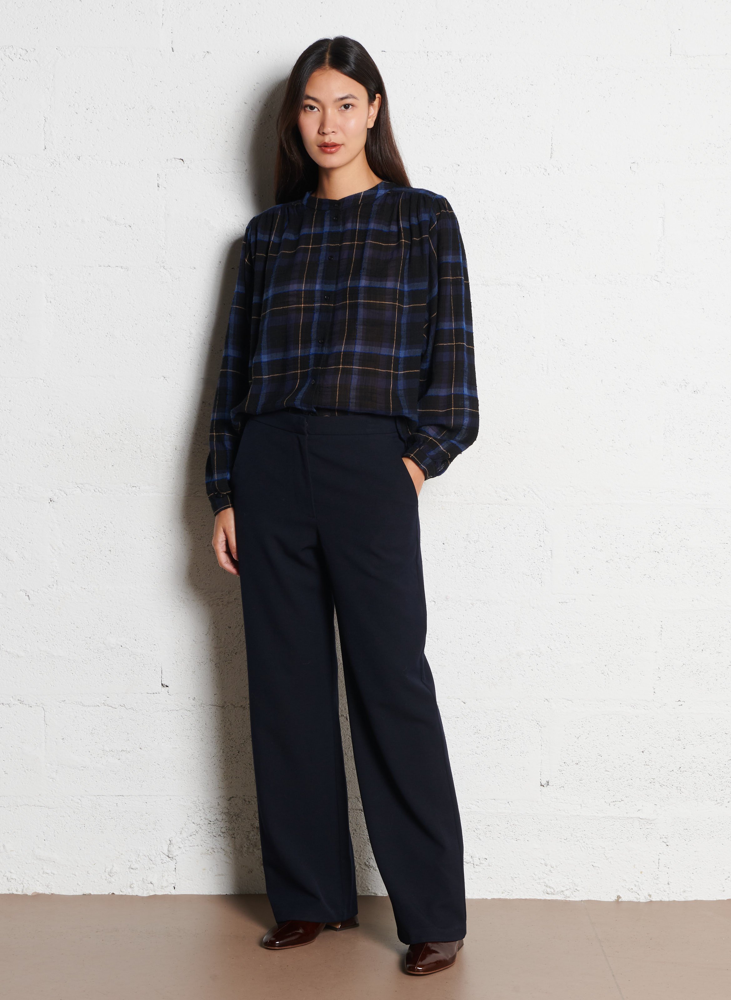 Blouse oversize col rond imprimé SACRECOEUR Bleu