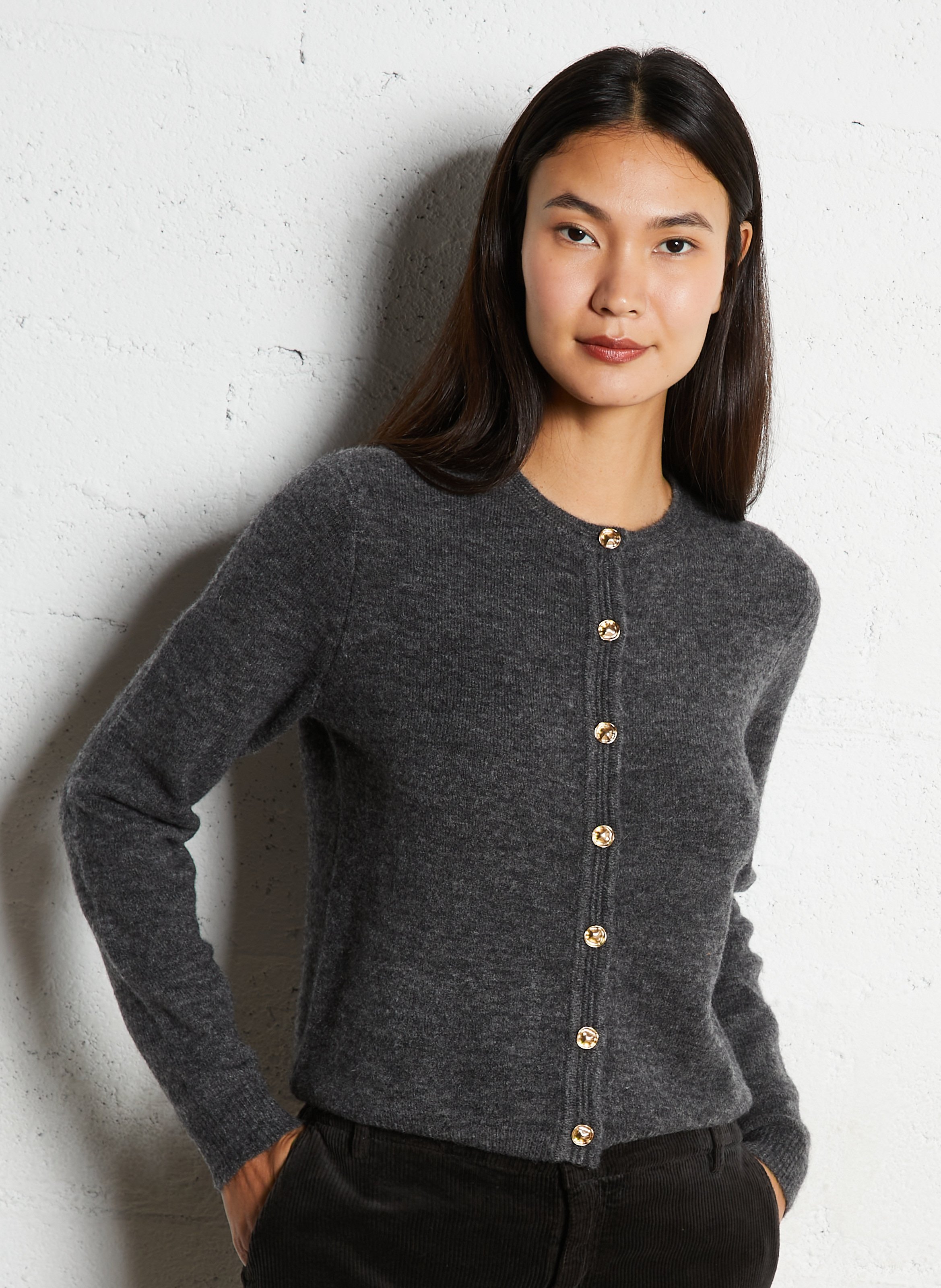 Oversized round neck wool blend vest PETITE MENDIGOTE