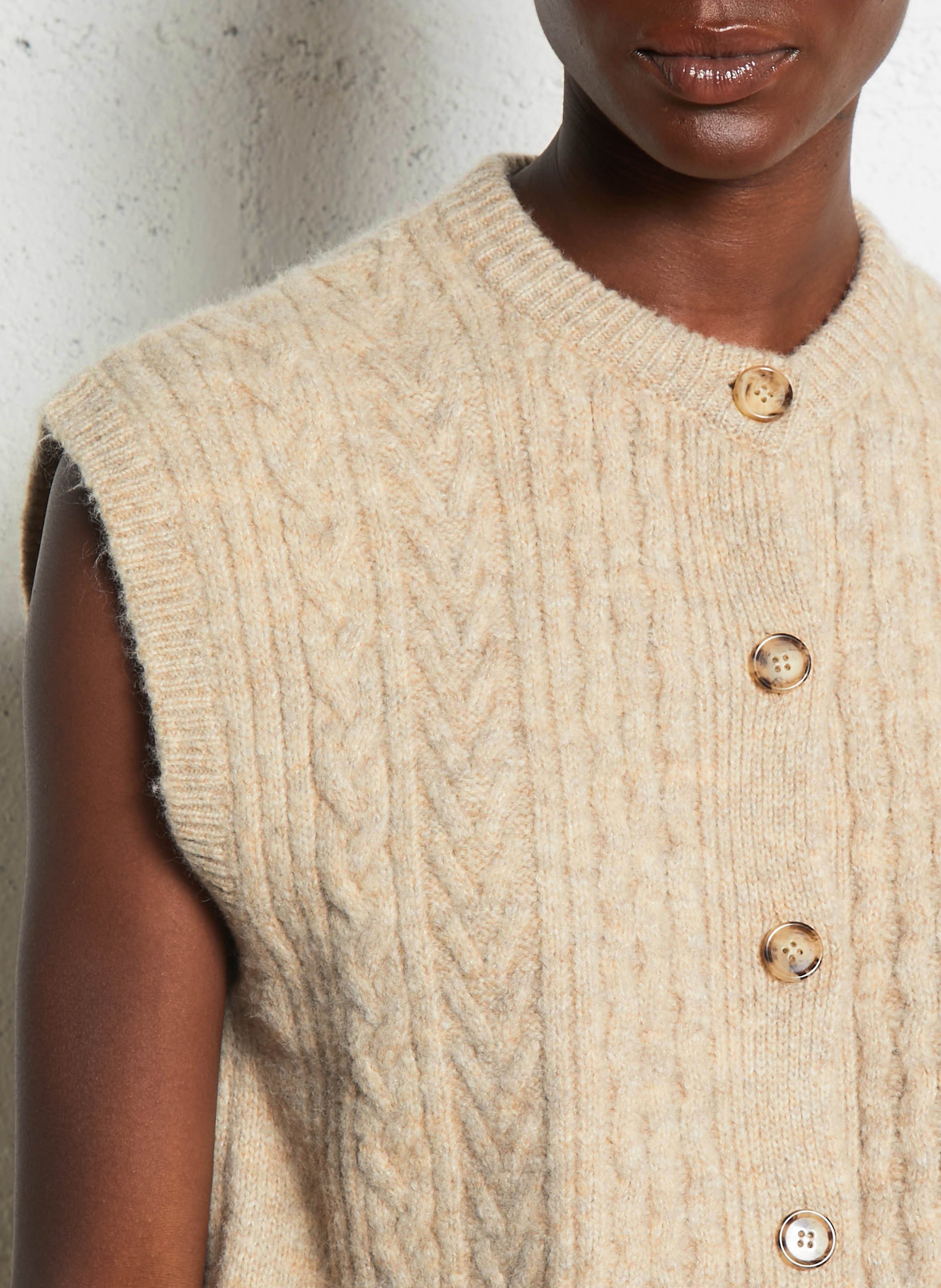 Oversize Rundhalsausschnitt Weste Beige