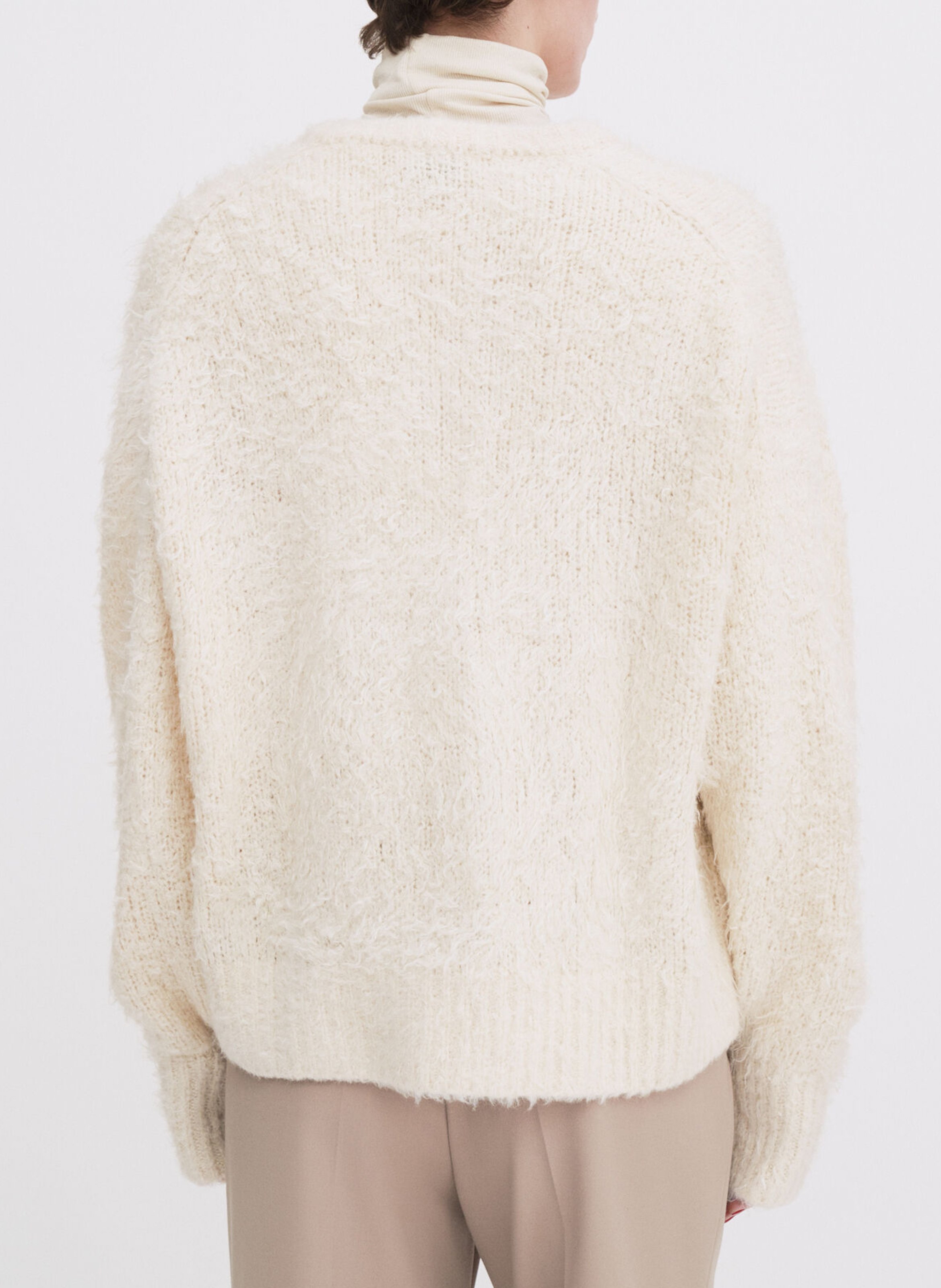 Oversized zijden V-hals trui FILIPPA K Wit