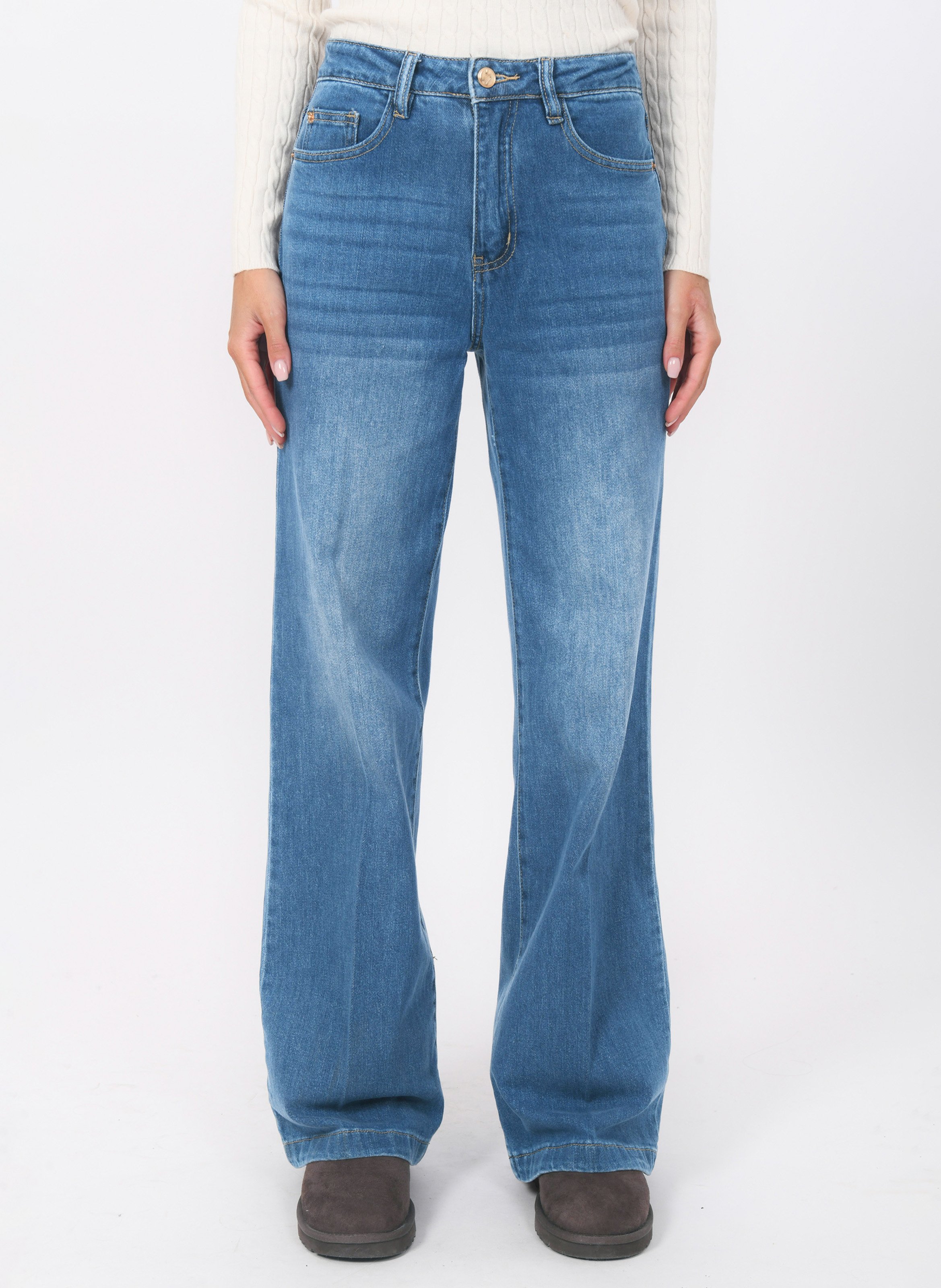 Cotton-blend straight jeans KOOKAI Blue