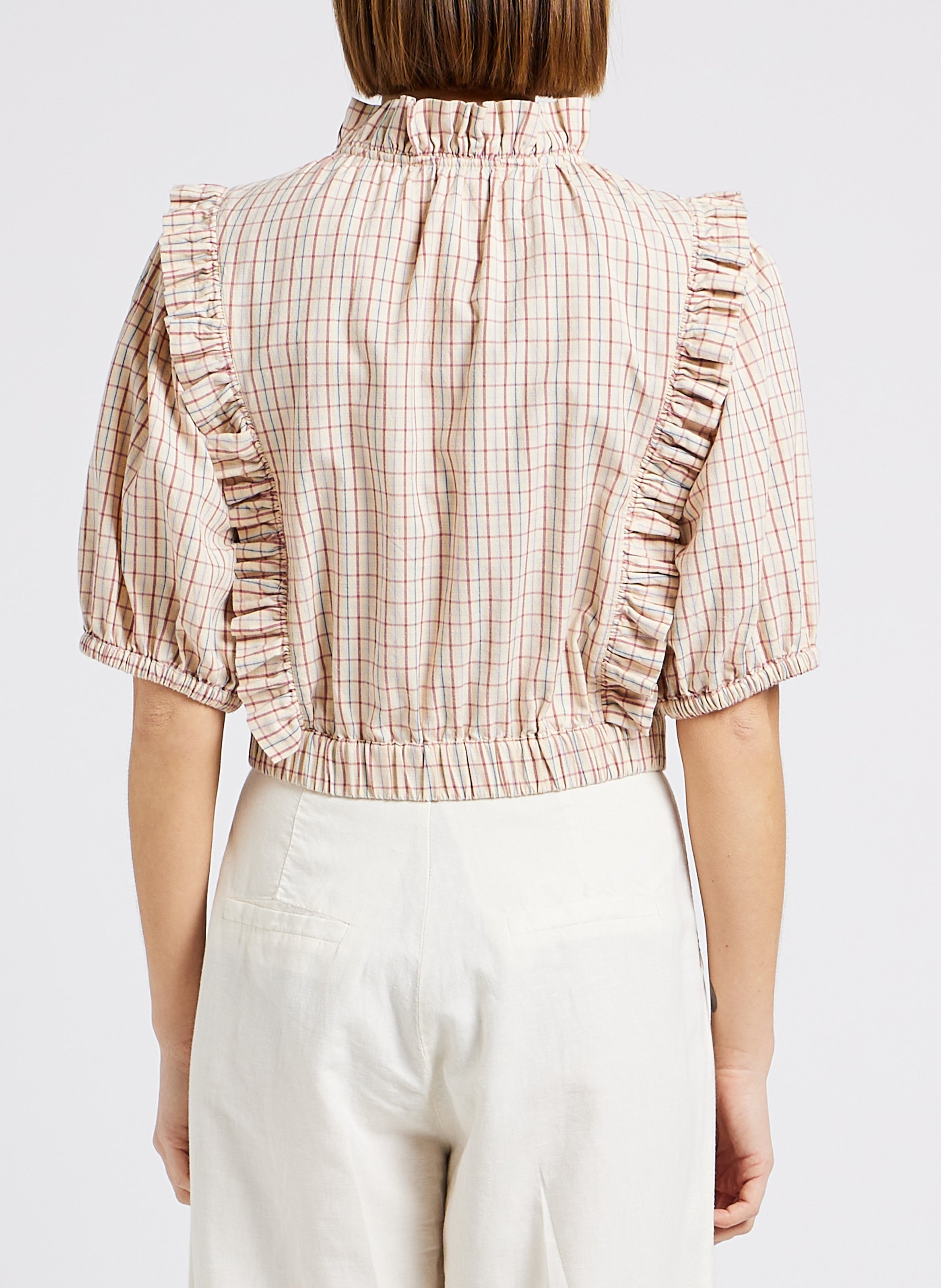 Blouse droite col victorien en coton imprimé EMILE ET IDA Multicolore