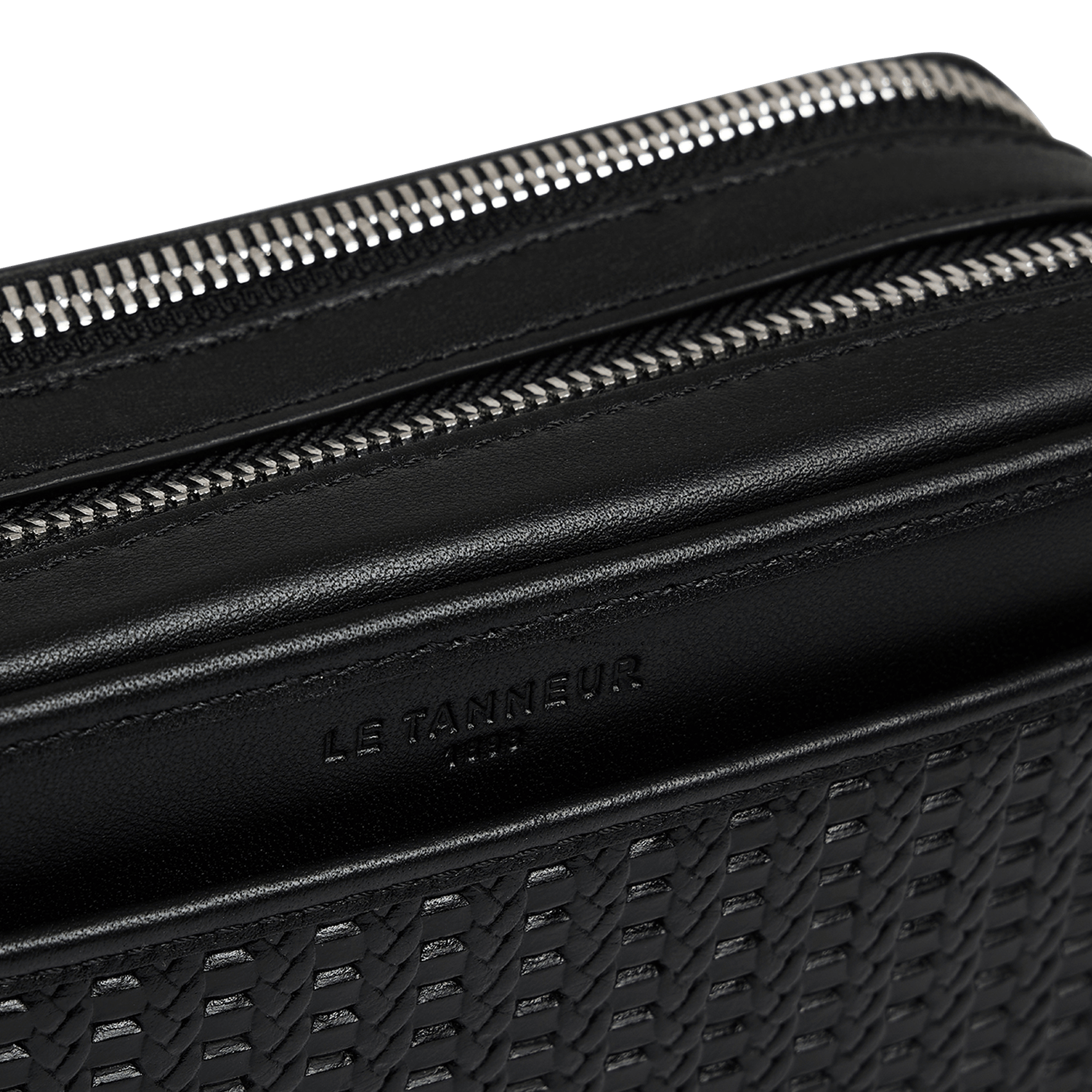 Zippered leather texture pouch LE TANNEUR Black