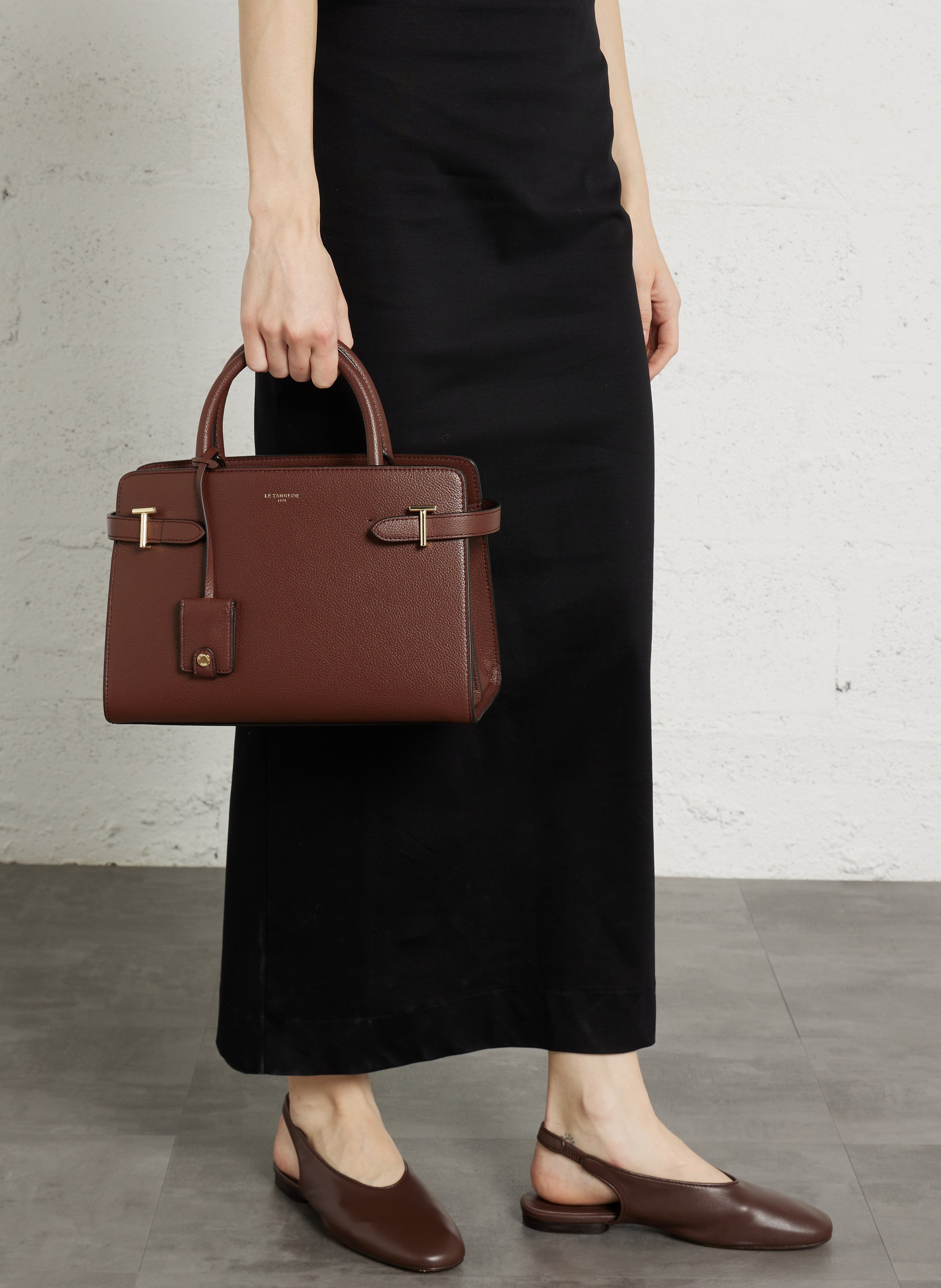 Charlie grained leather handbag Brown