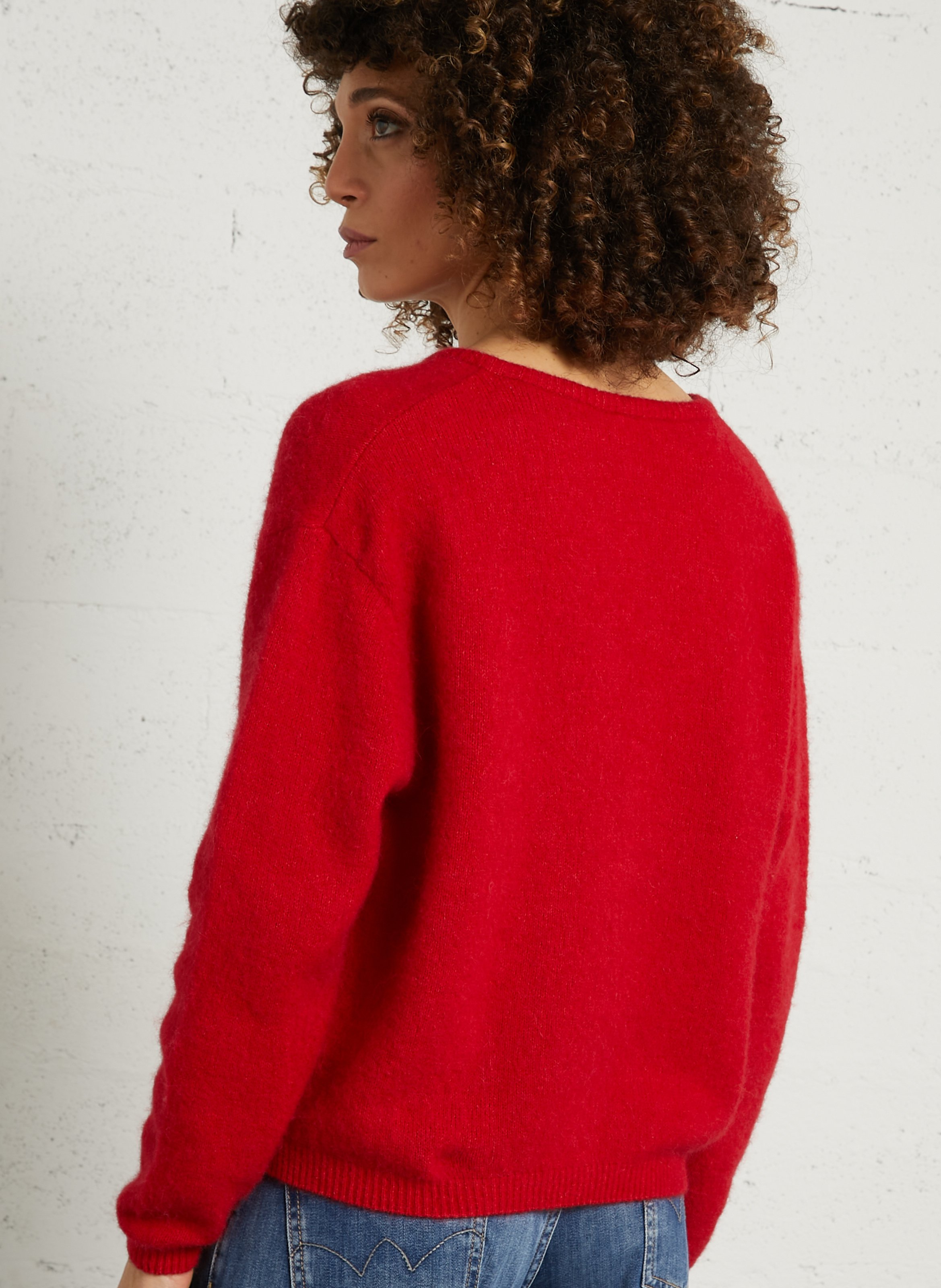 Gilet ample col rond en laine mélangée AMERICAN VINTAGE Rouge