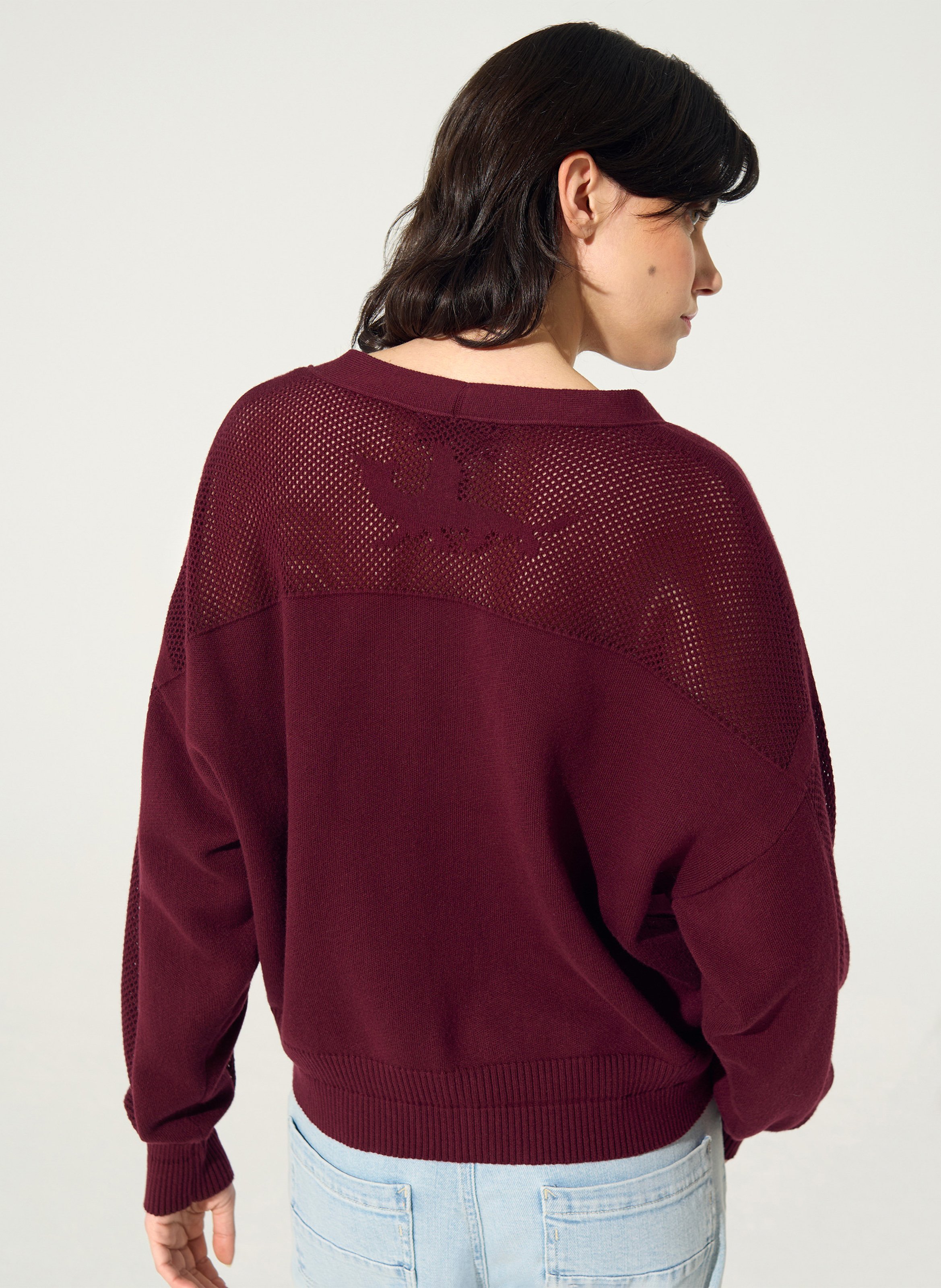 Loose V-neck sleeveless cardigan in cotton and cashmere COTELAC Red