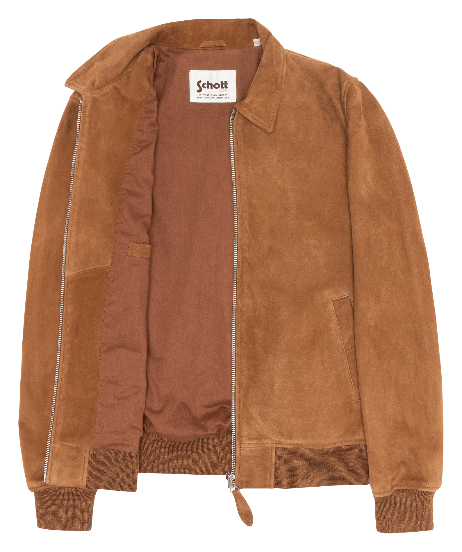 Straight zip-up suede jacket SCHOTT Red