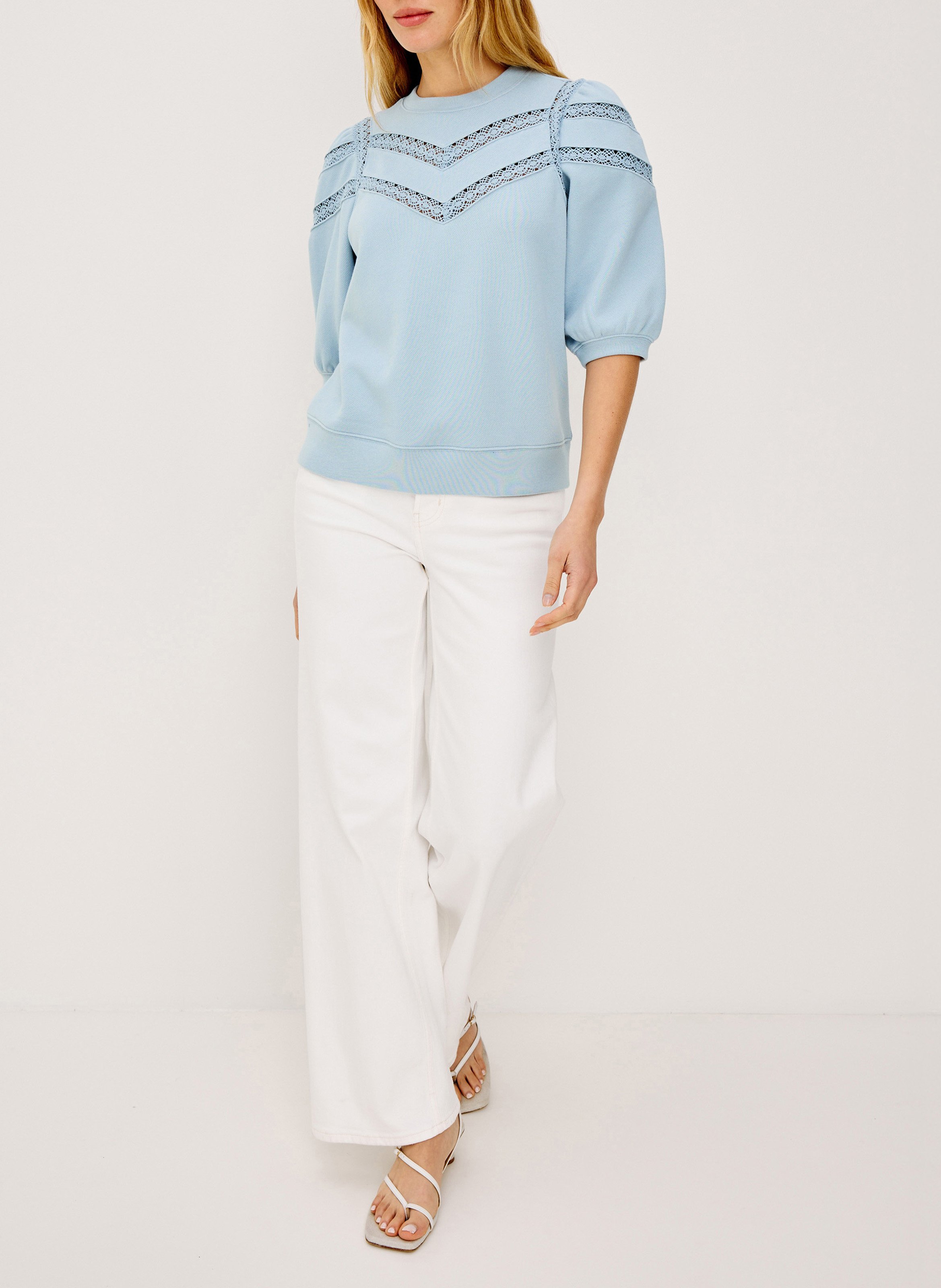 Gerader Rundhals-Pullover aus Baumwolle RAILS Blau