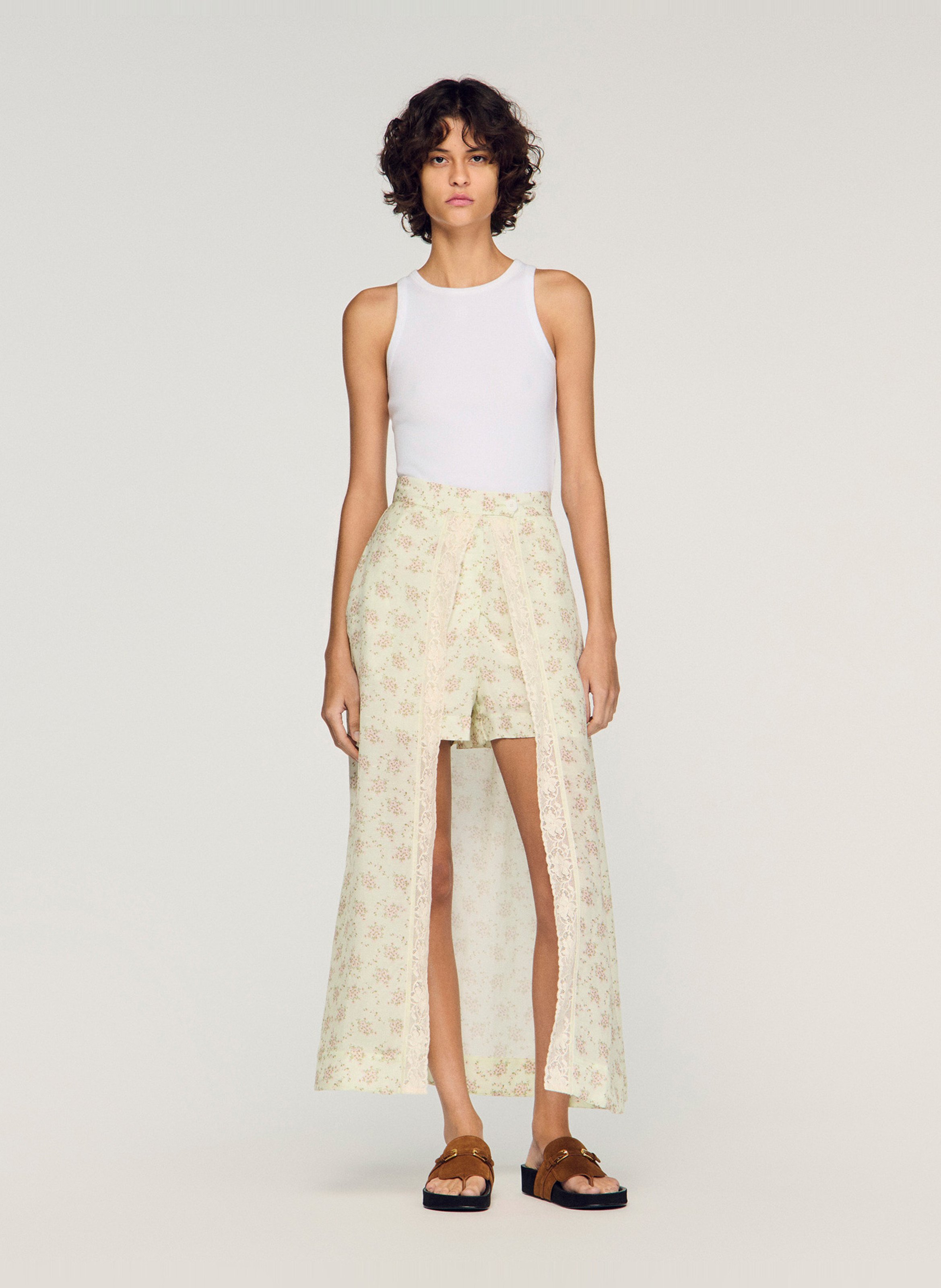 Rechte rok met print SANDRO Roze