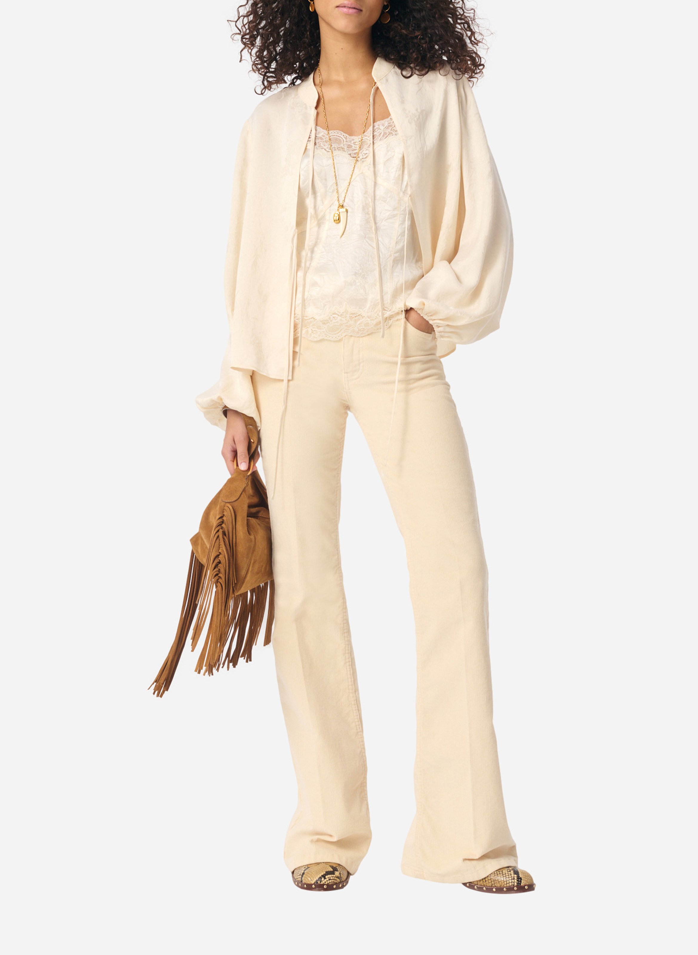 Blusa recta de jacquard estampado VANESSA BRUNO Blanco