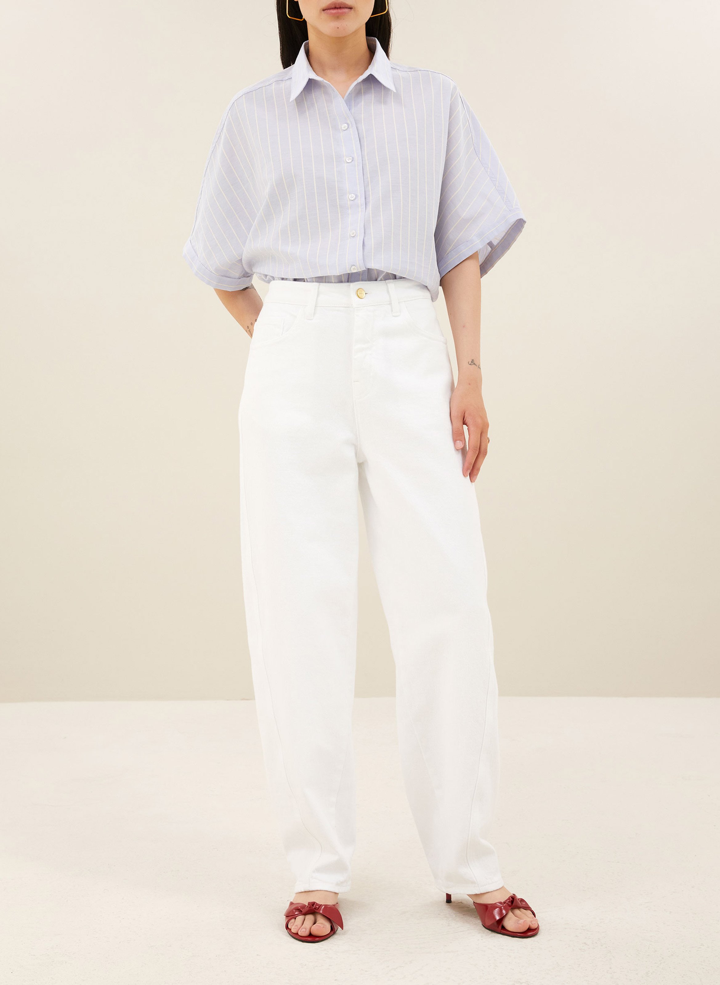 Chemise col classique en coton bio BY BAR Bleu