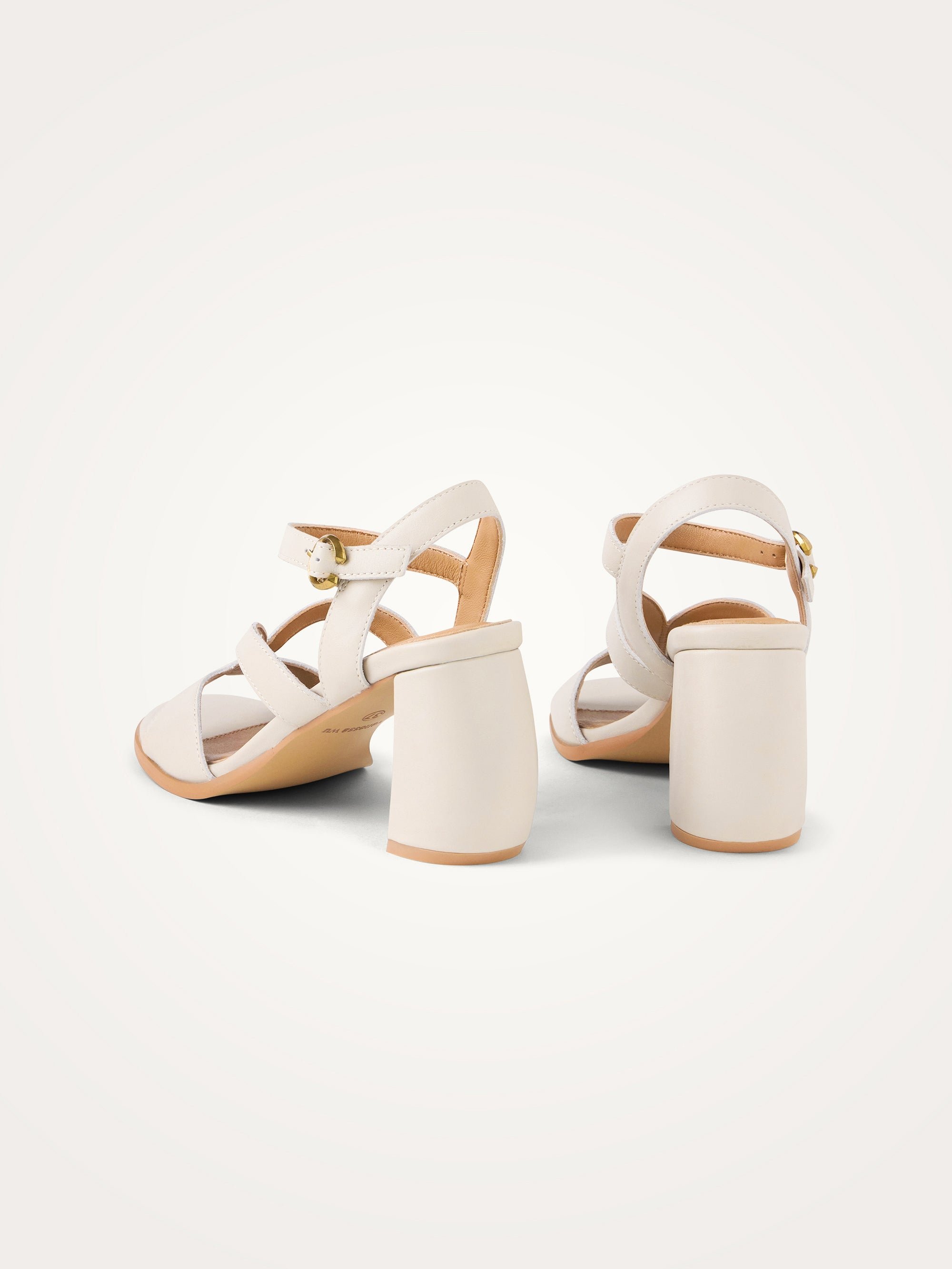 Leather sandals with ankle strap and demi-lune heel. VANESSA WU Beige