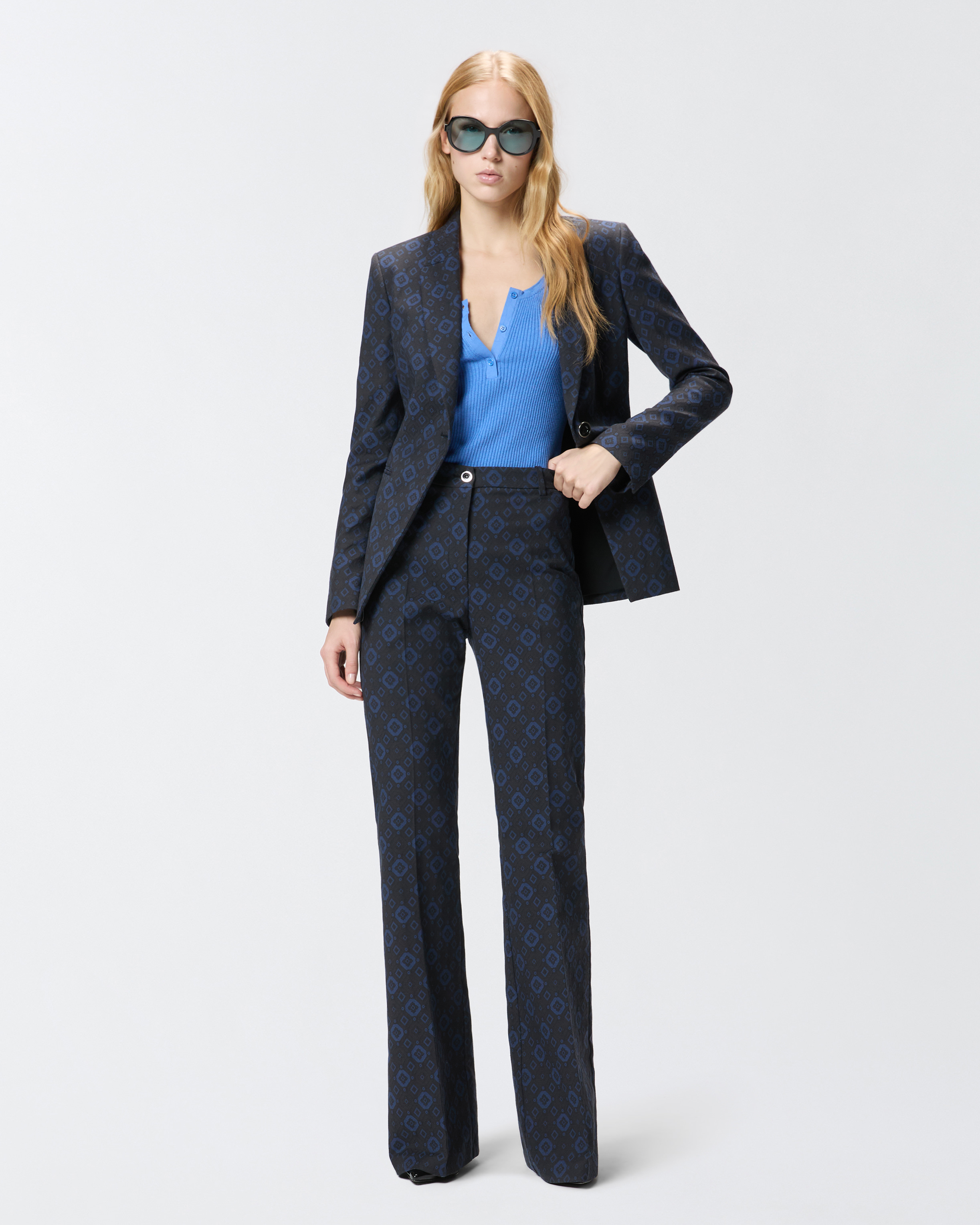 Geometric and floral patterned pants PINKO Blue