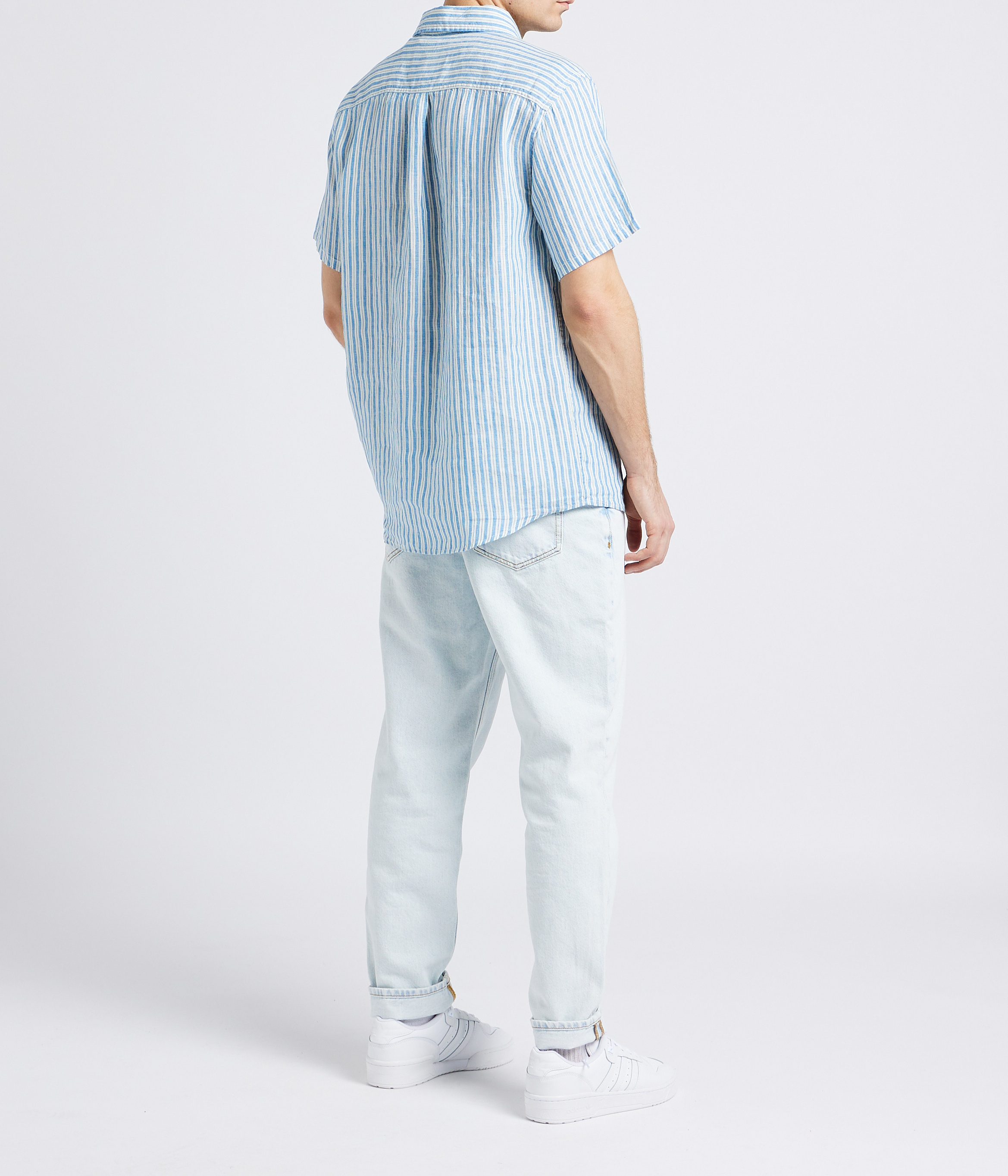 Regular-fit striped linen shirt LES DEUX Blue